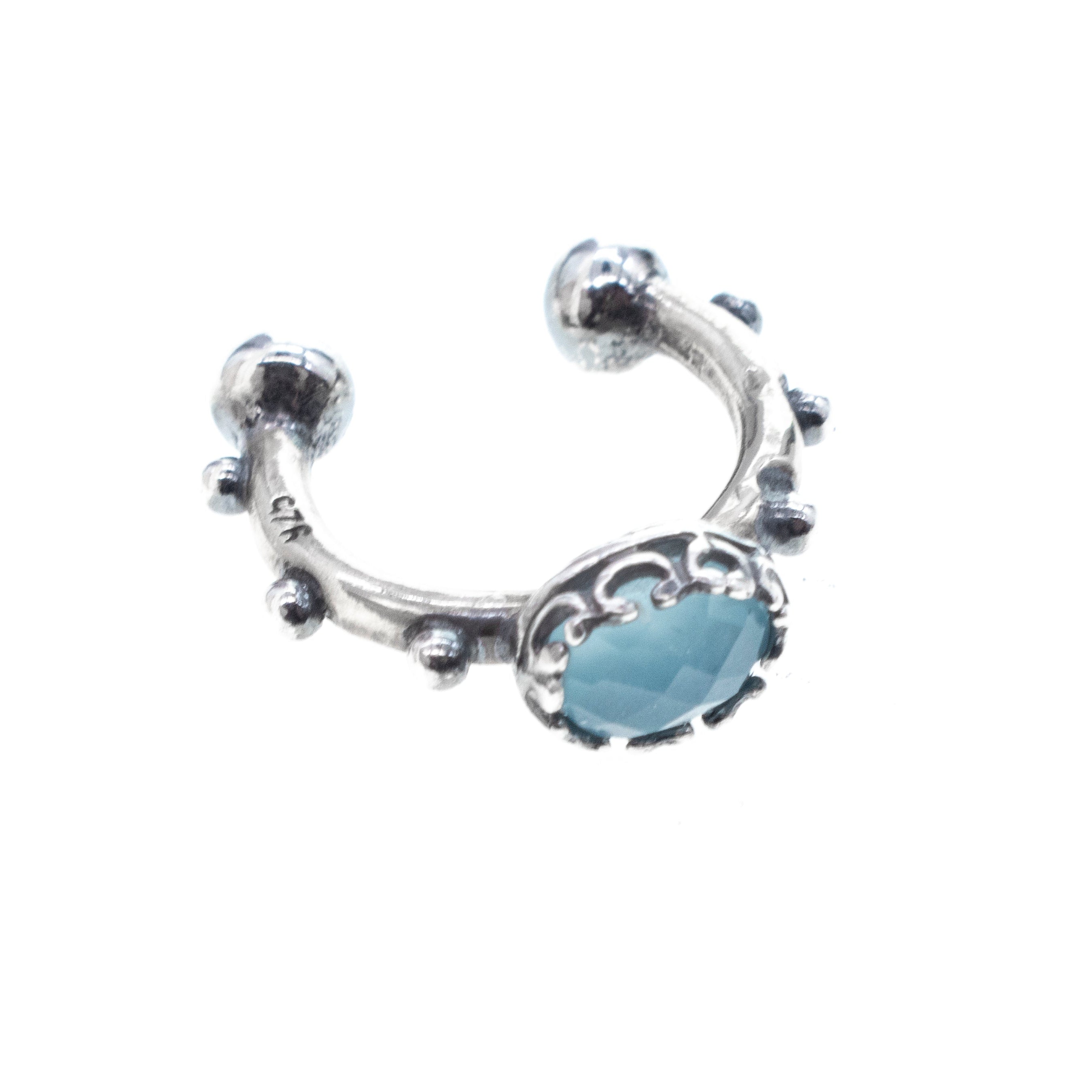 Studded Sterling Silver Ear Cuff Aqua – Sterling Silver – Gem Kingdom