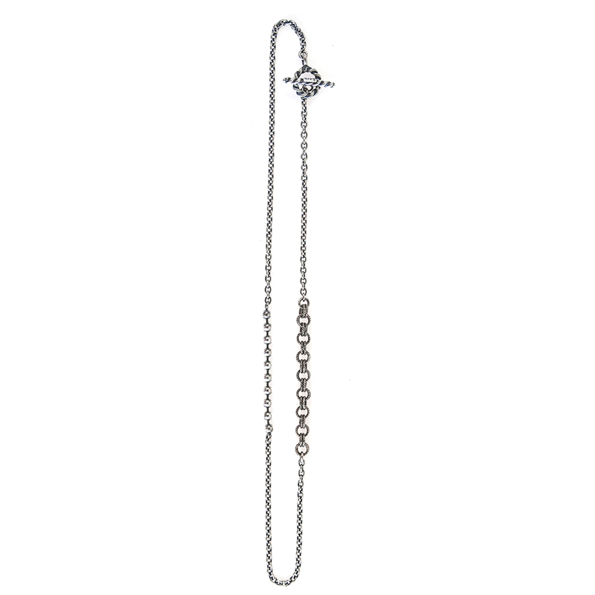 Twisted Toggle Asymmetric Silver Chain Necklace – Sterling Silver – Gem Kingdom