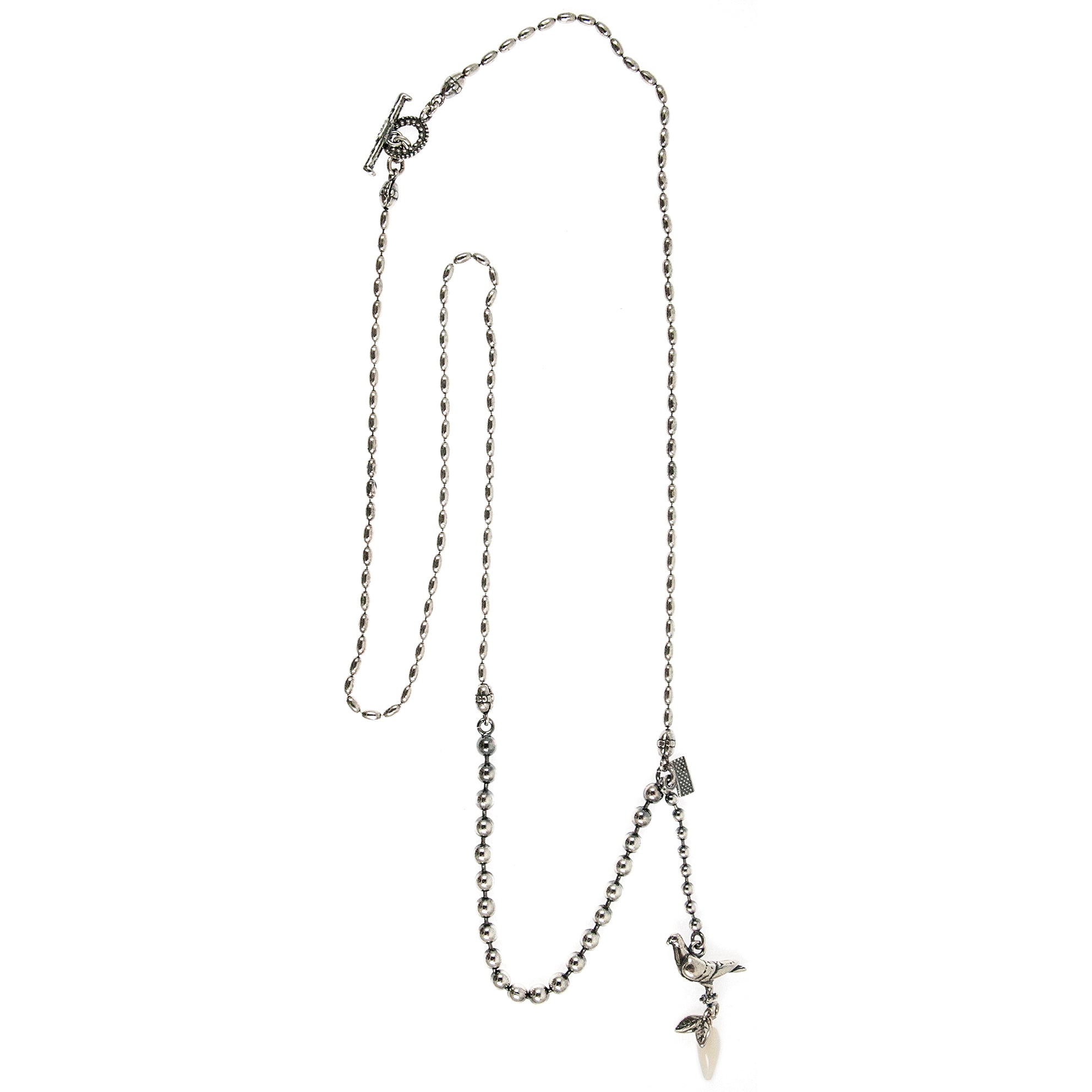 Duif Ketting  Zilver Witte pegel