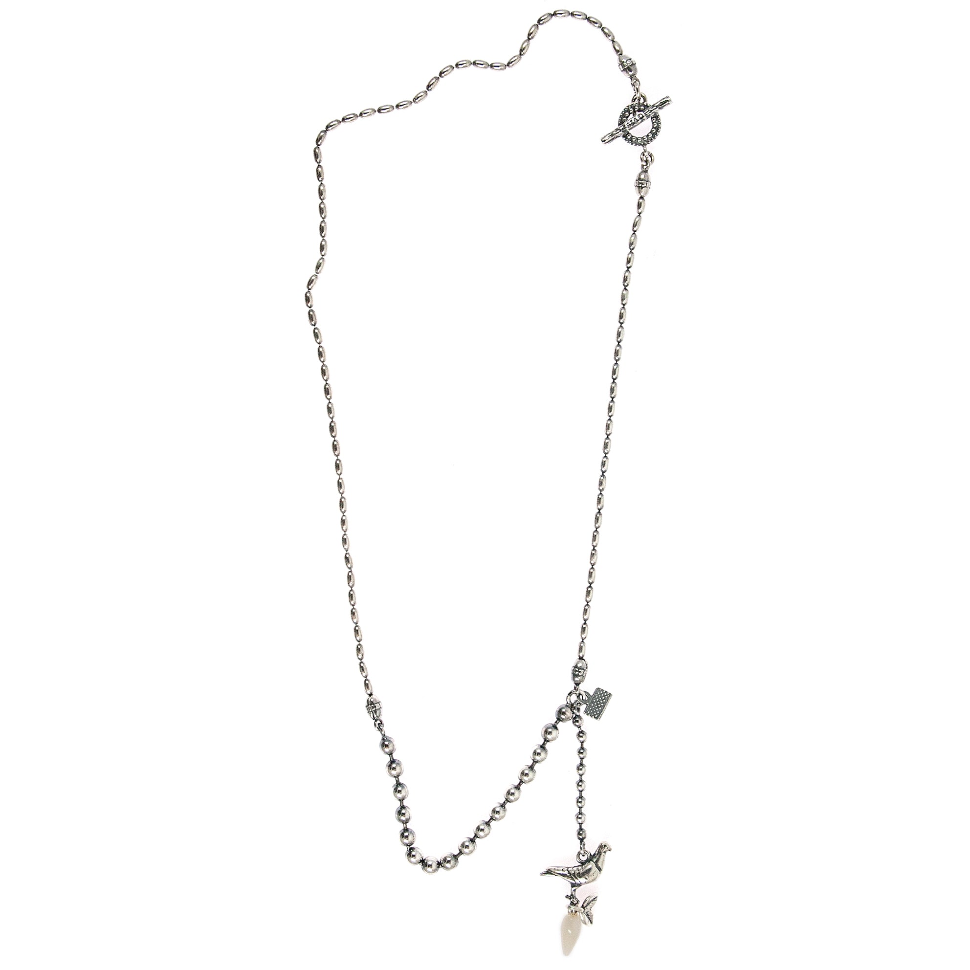 Duif Ketting  Zilver Witte pegel