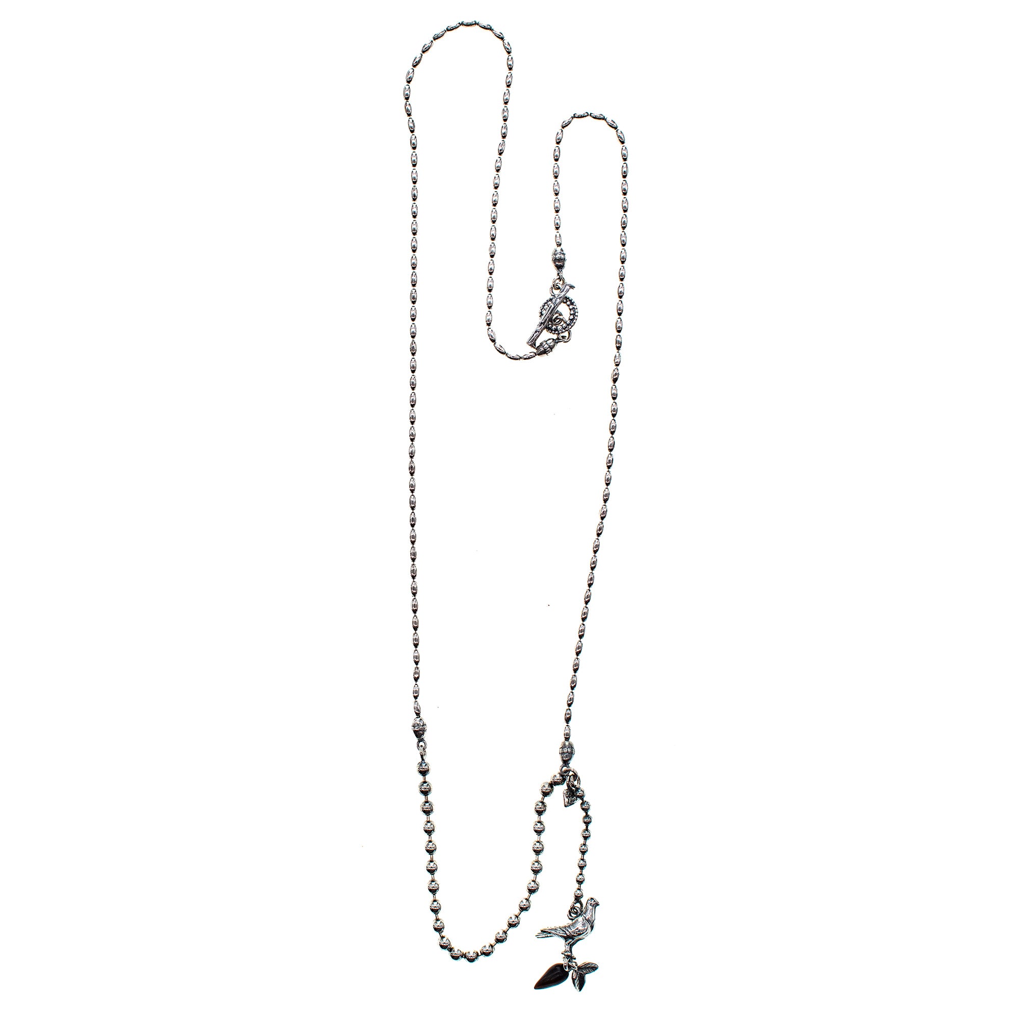 Silver Dove Necklace With Black Mother Of Pearl – Sterling Silver – Gem Kingdom