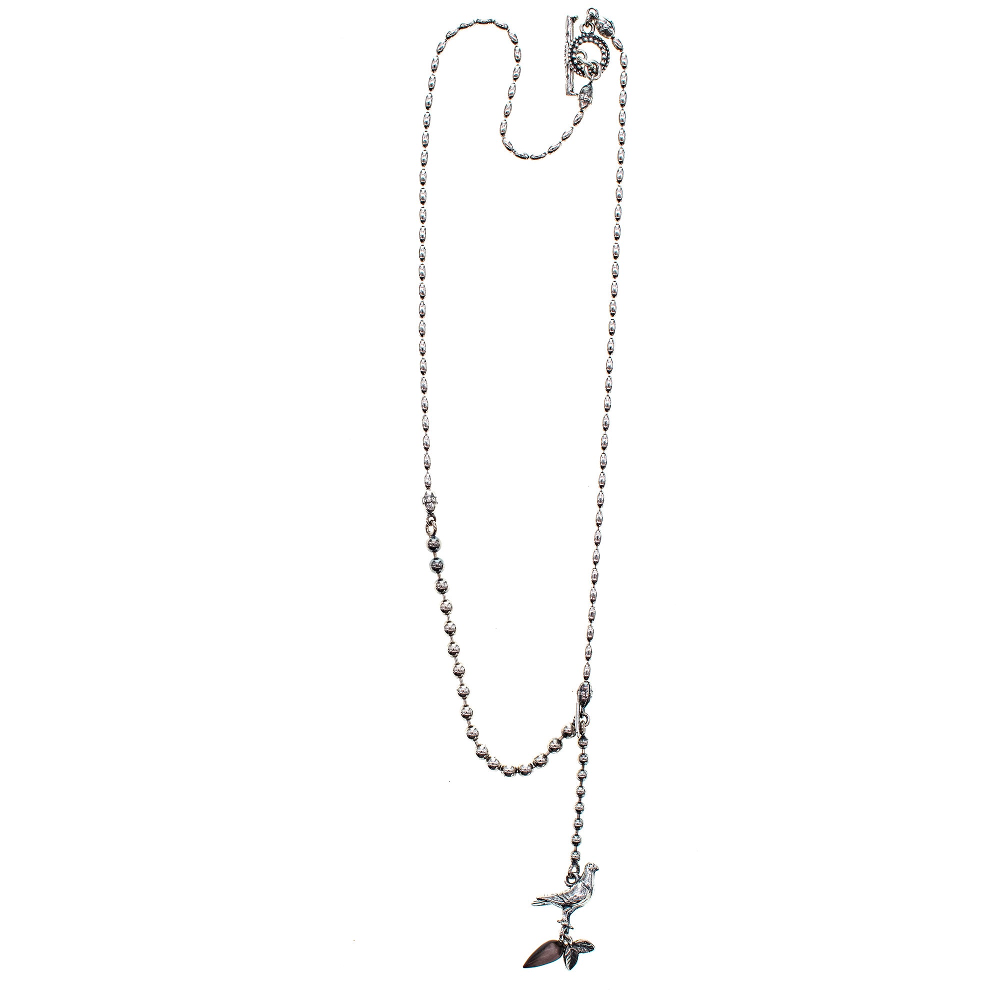 Silver Dove Necklace With Black Mother Of Pearl – Sterling Silver – Gem Kingdom