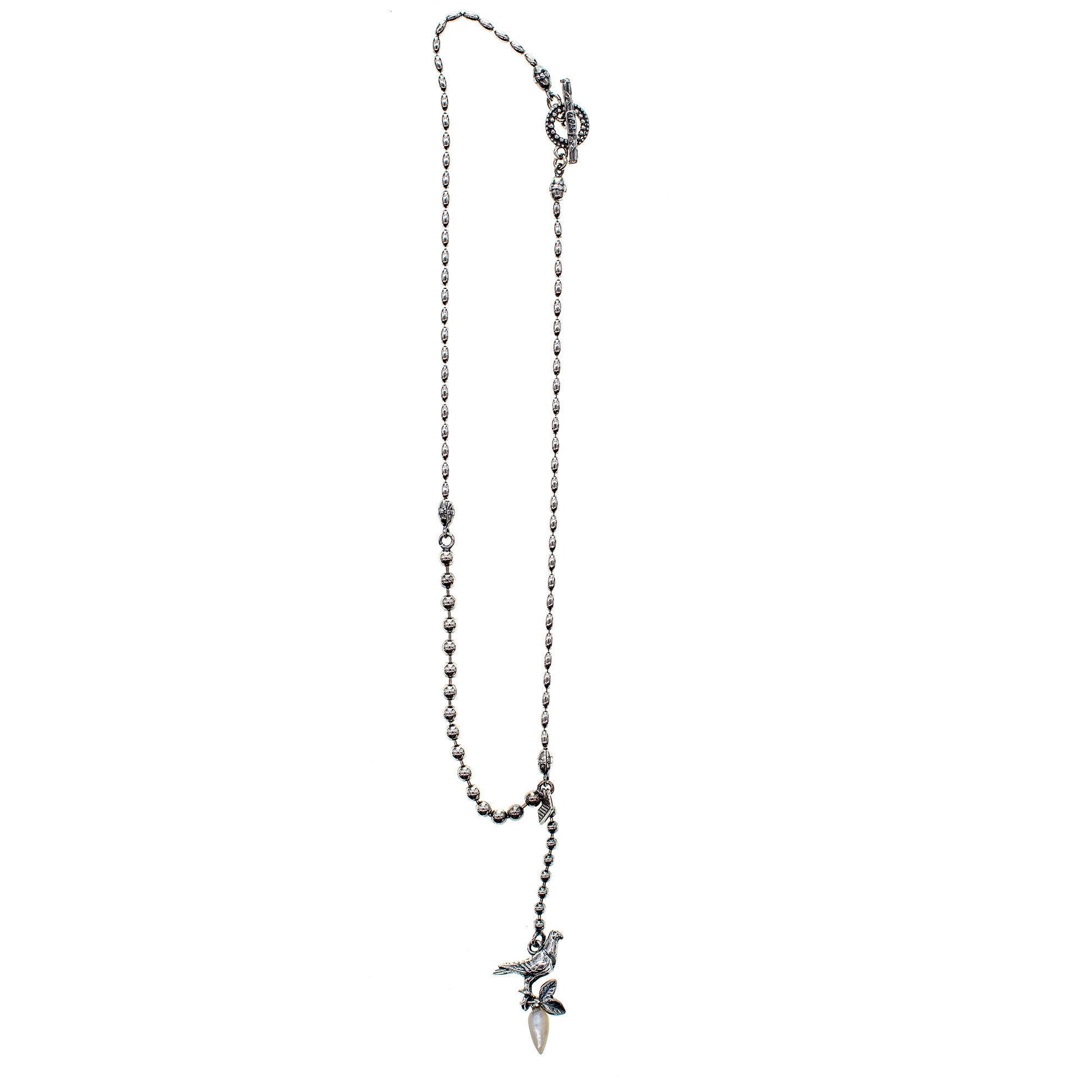 Duif Ketting  Zilver Witte pegel