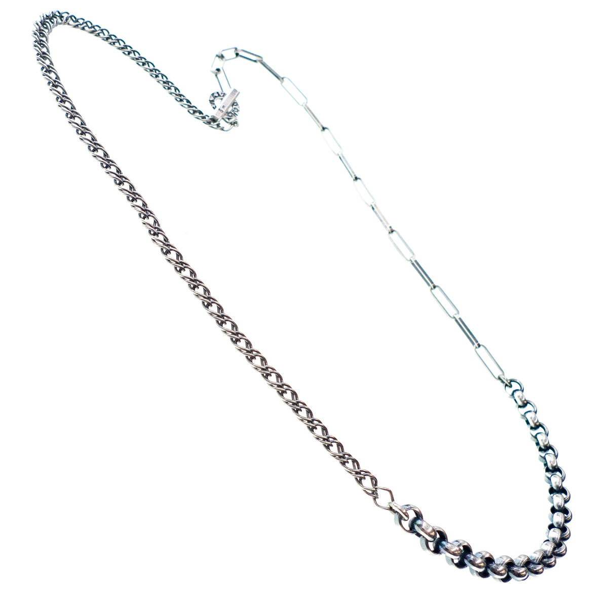 Mixed Link Chain Necklace – Sterling Silver – Gem Kingdom