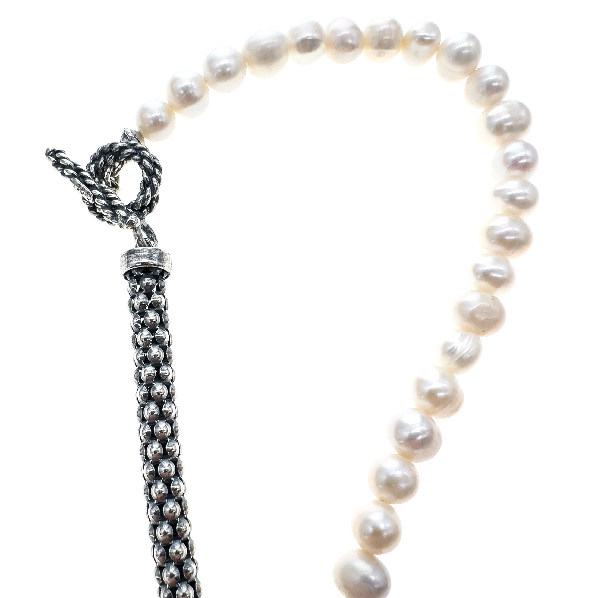 Fleur De Lis White Pearl Necklace – Sterling Silver – Gem Kingdom