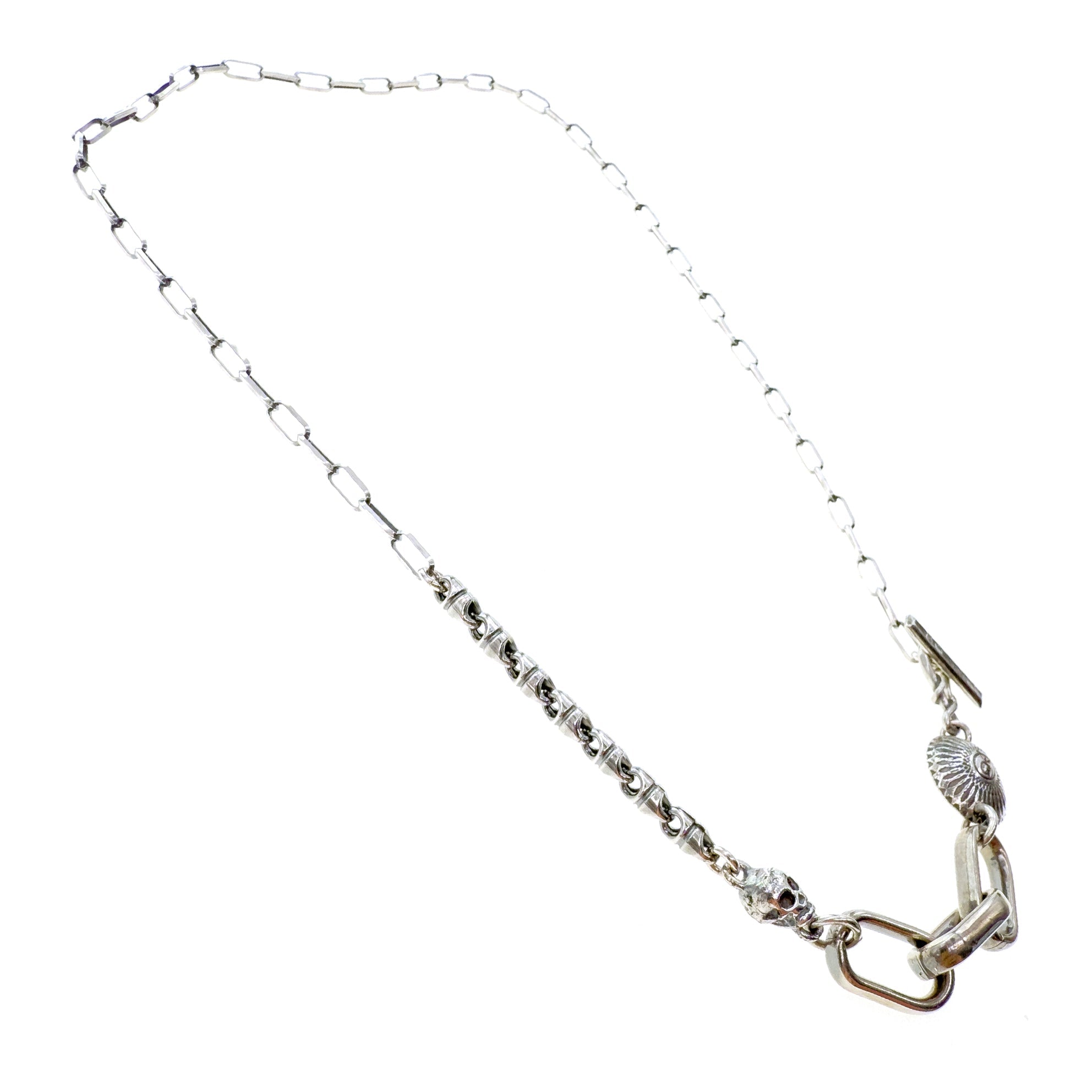 Skull & Shield Silver Chain Necklace – Sterling Silver – Gem Kingdom