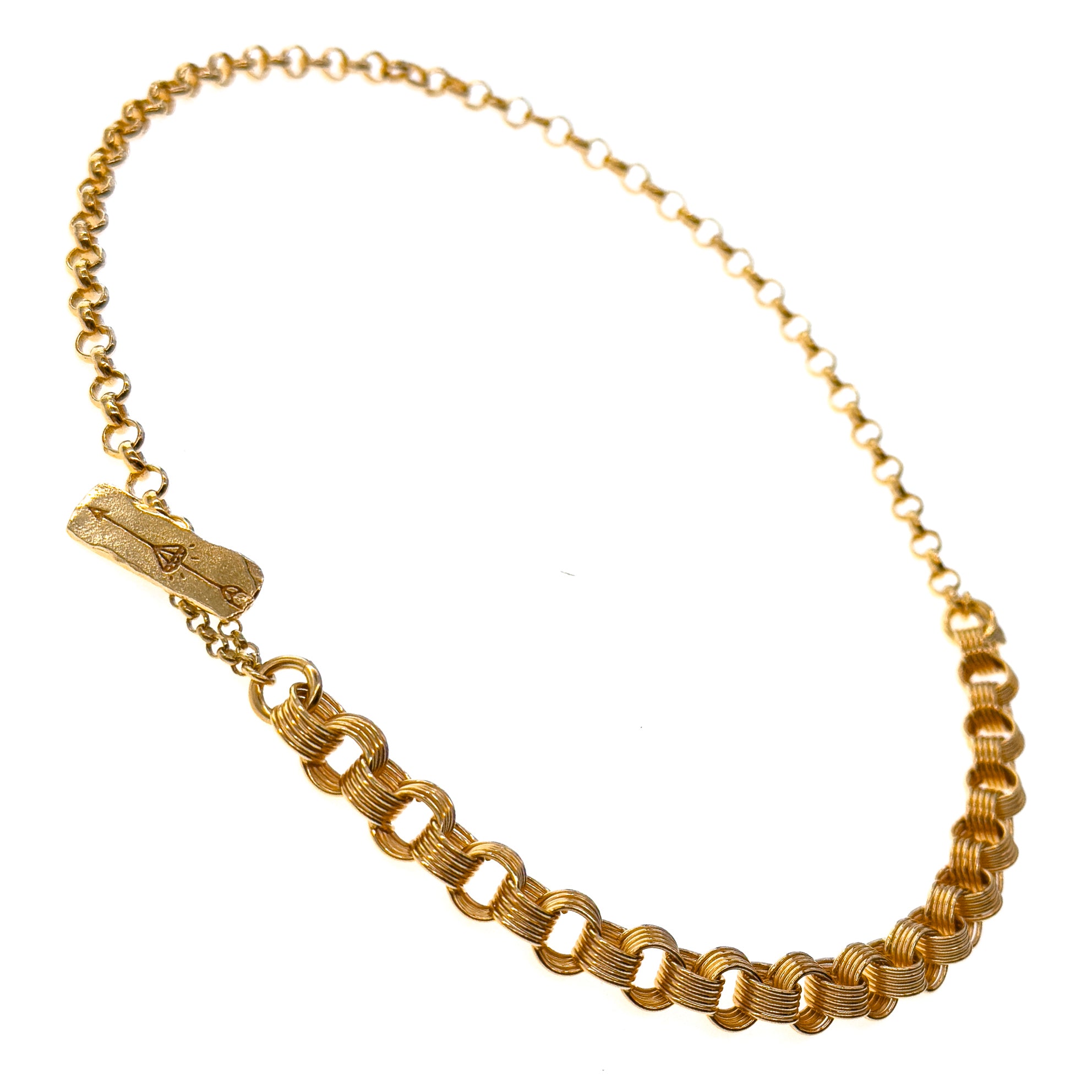 Mixed Link Arrow T-Bar Necklace – Gold Plated – Gem Kingdom