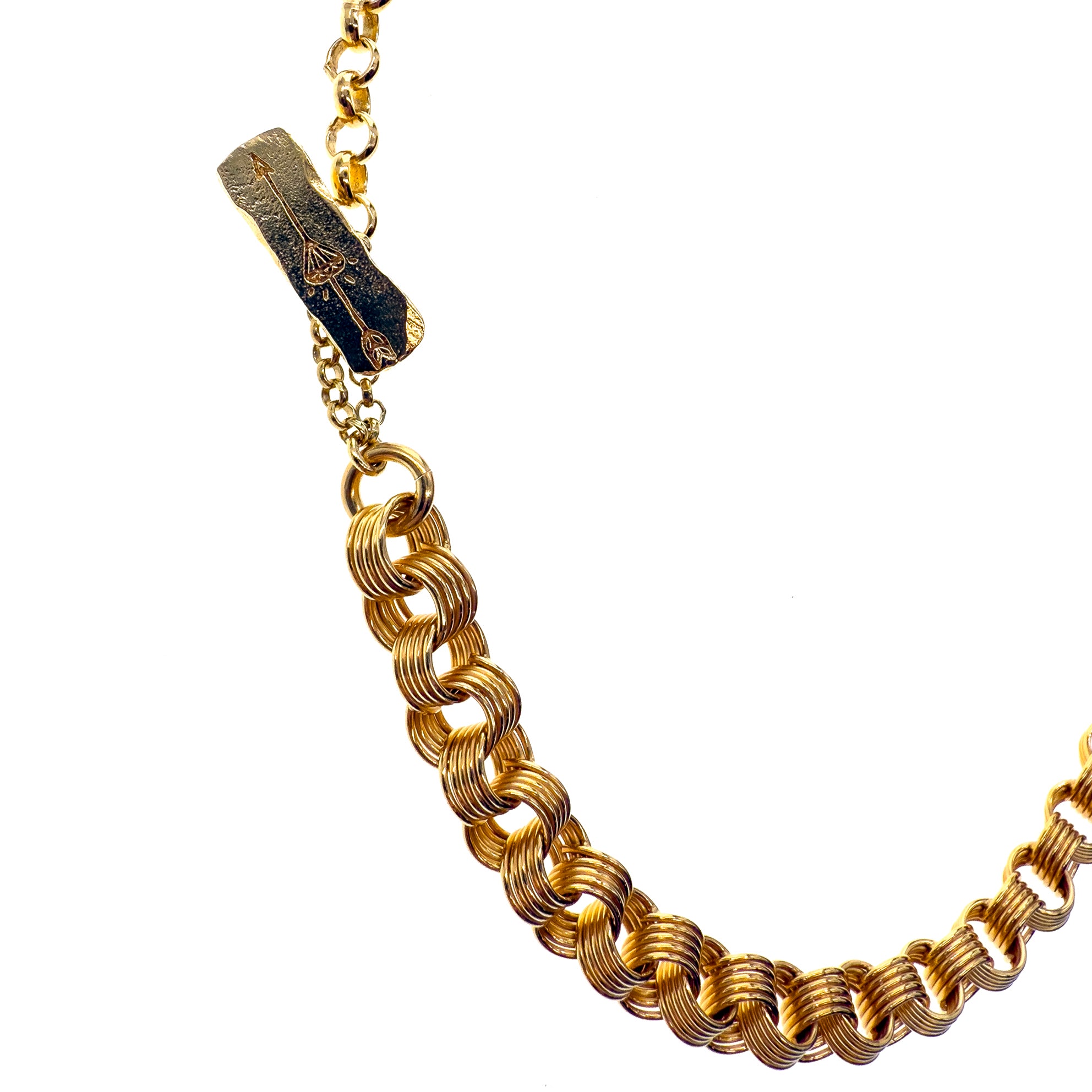 Mixed Link Arrow T-Bar Necklace – Gold Plated – Gem Kingdom