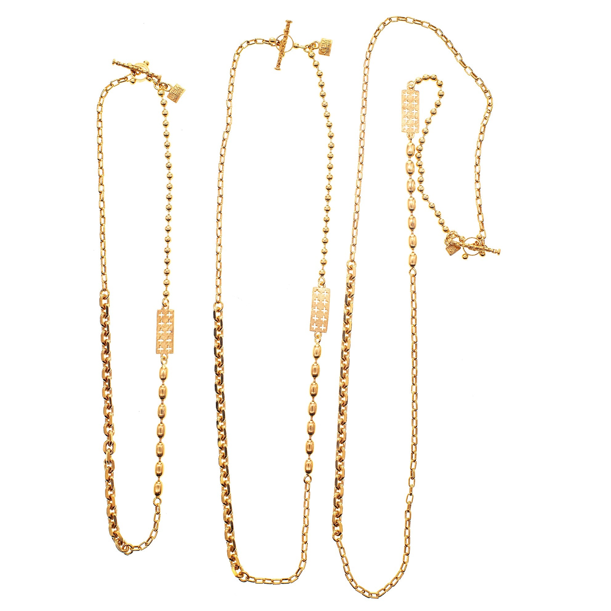 Textured Cross Bar Chain – Gold Plated – Gem Kingdom