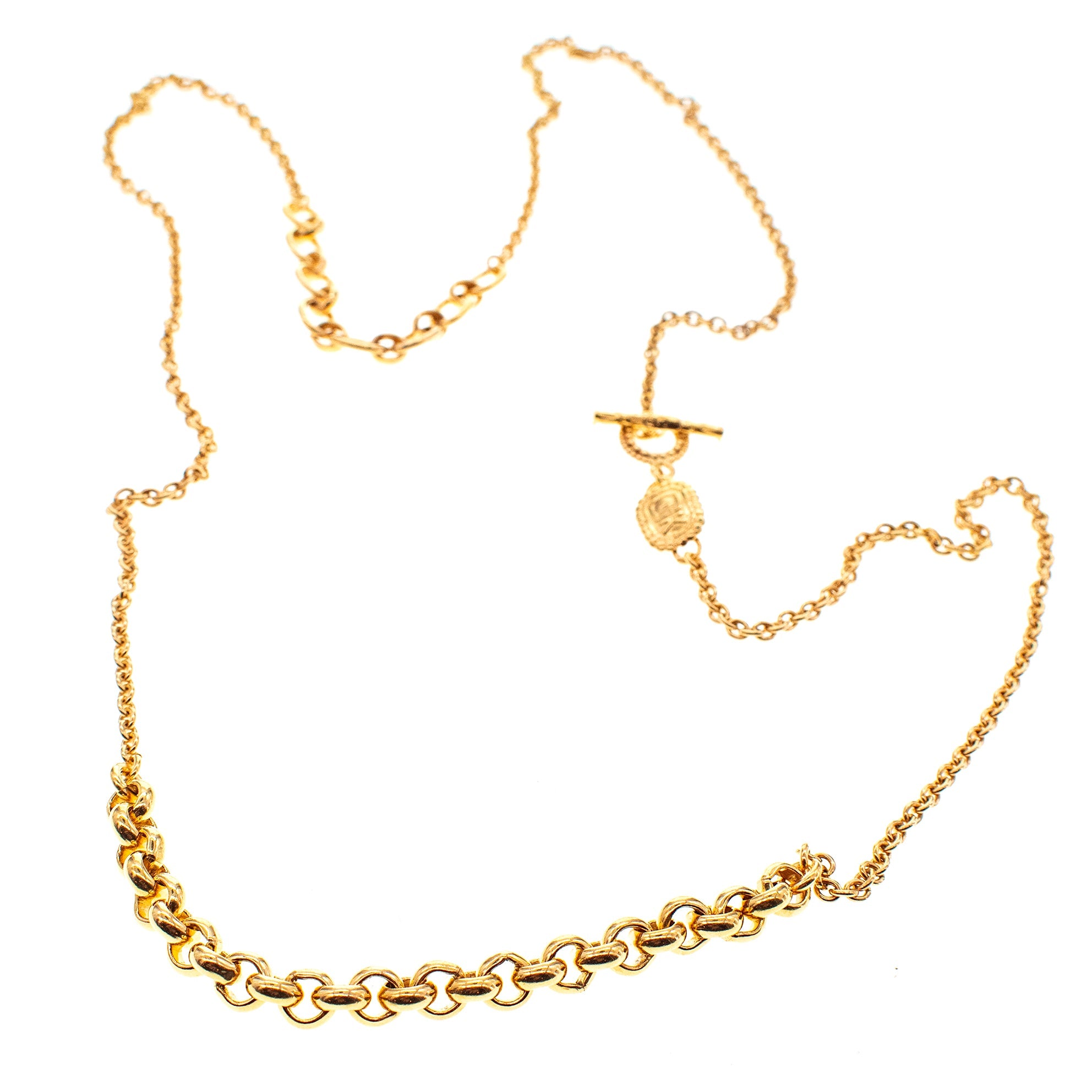 Mixed Link Long Necklace – Gold Plated – Gem Kingdom