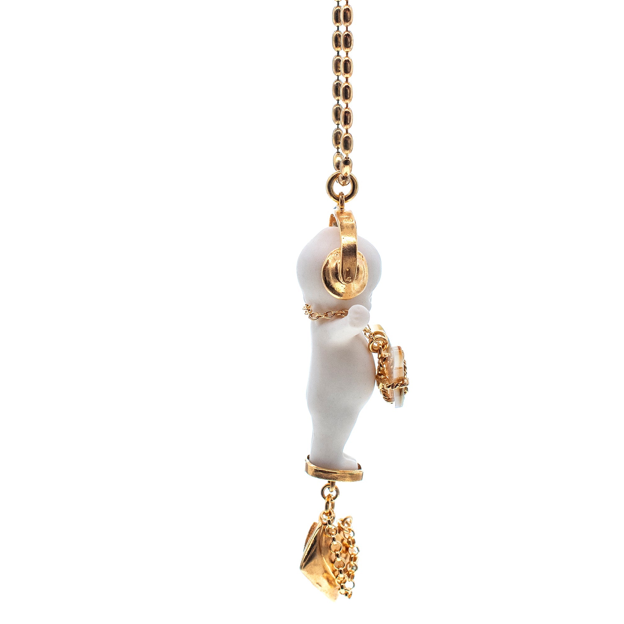 DJ Party Baby White And Gold Necklace – Gold Plated – Gem Kingdom