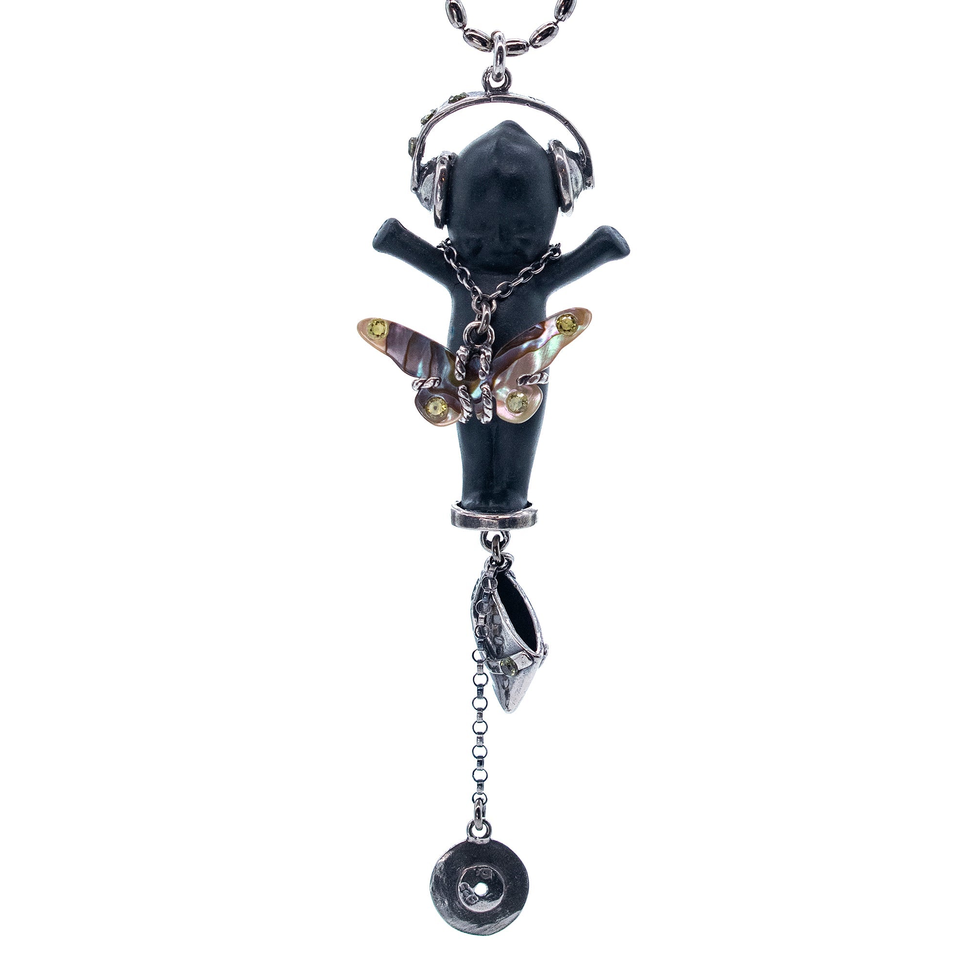 DJ Party Baby Black And Silver Necklace – Sterling Silver – Gem Kingdom