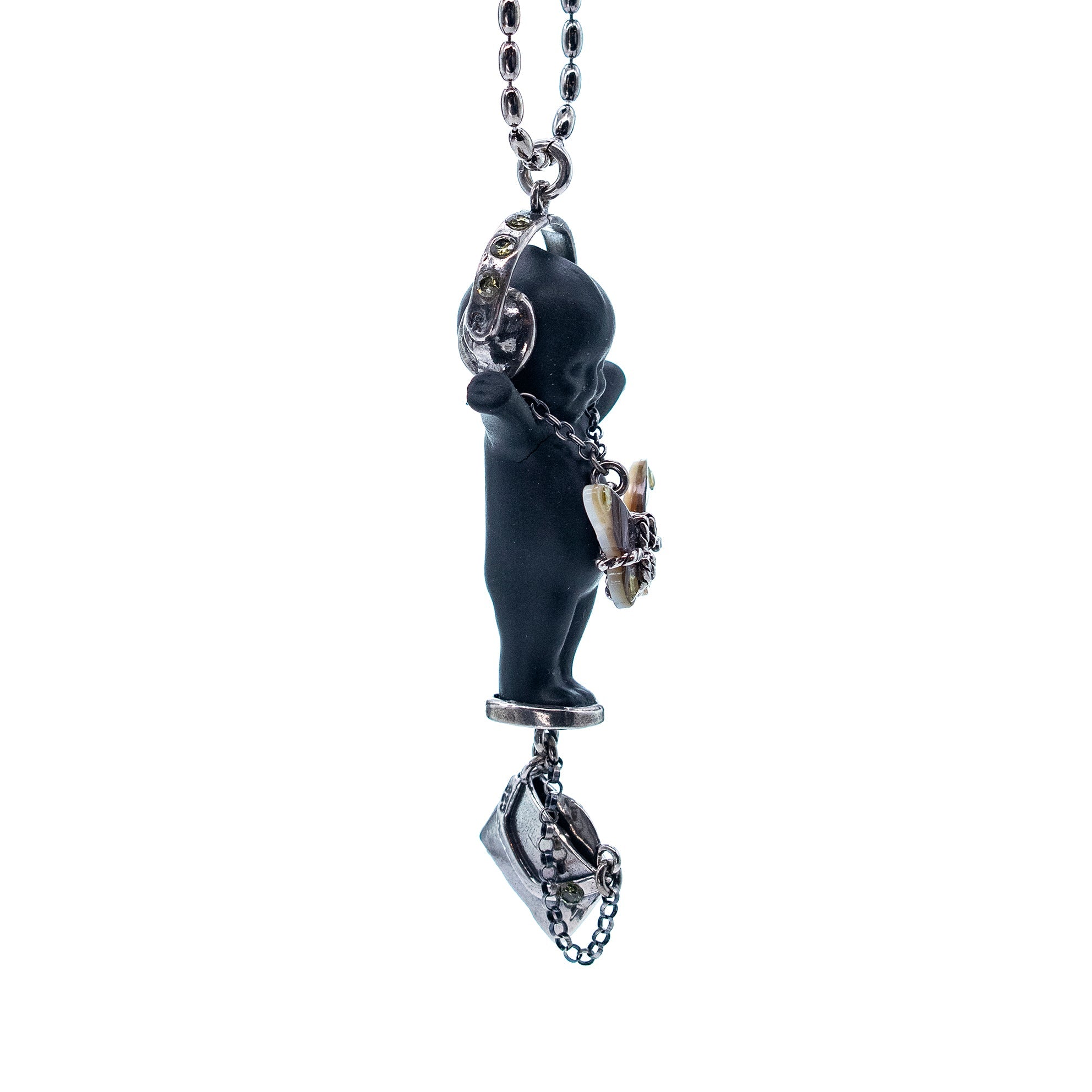 DJ Party Baby Black And Silver Necklace – Sterling Silver – Gem Kingdom