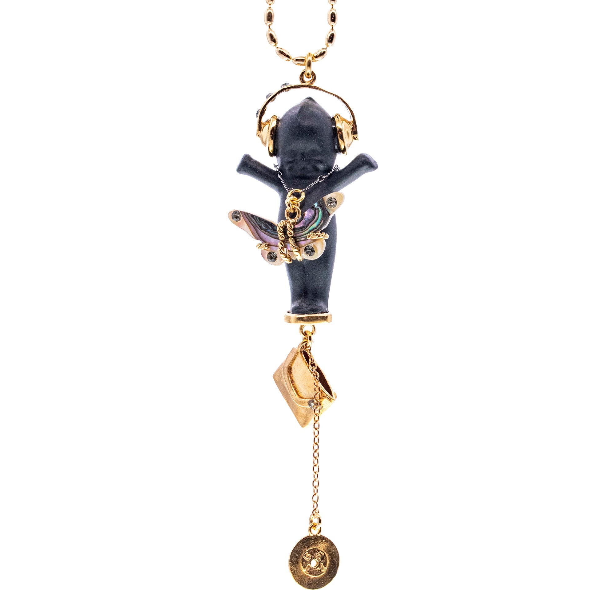 DJ Party Baby Black And Gold Necklace – Gold Plated – Gem Kingdom