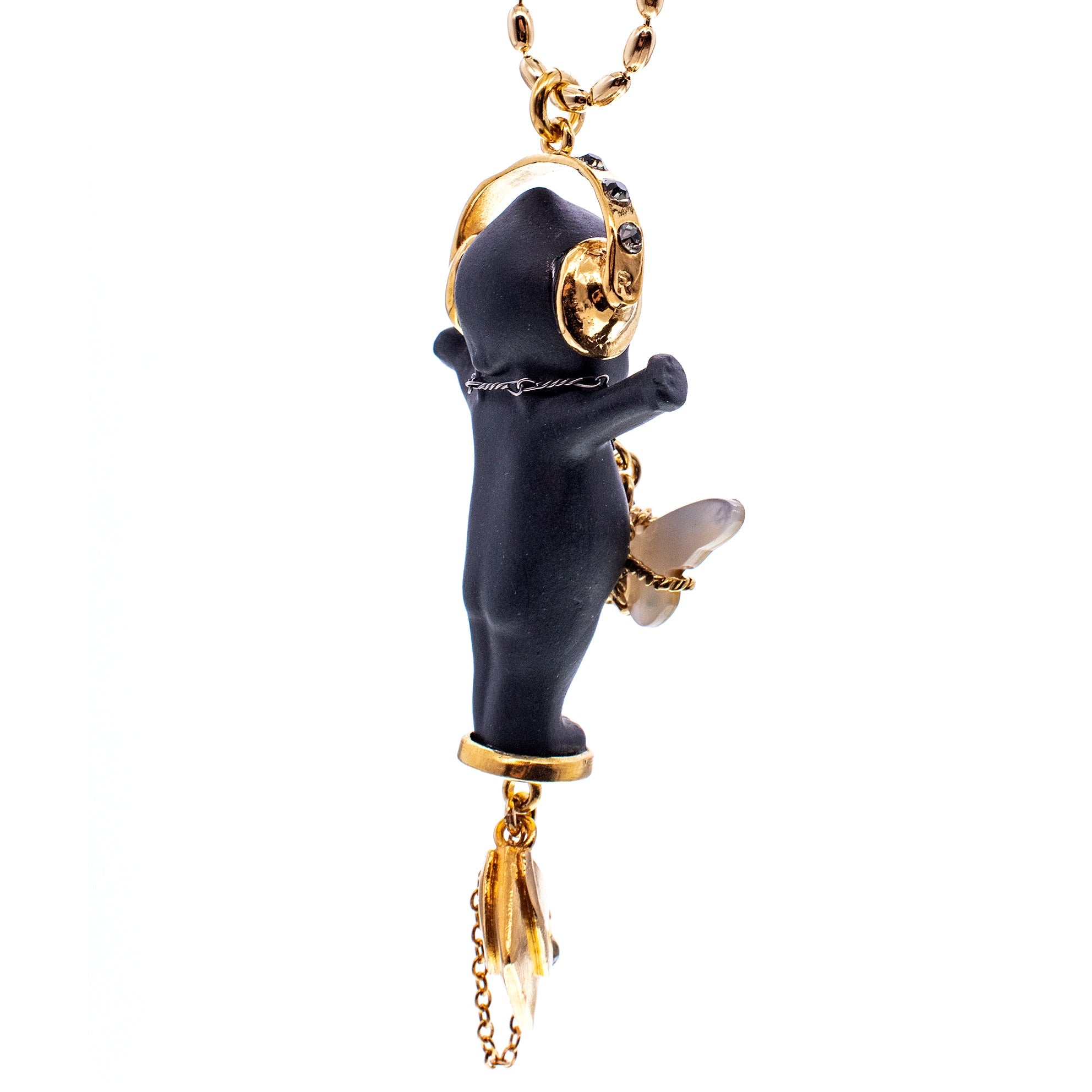 DJ Party Baby Black And Gold Necklace – Gold Plated – Gem Kingdom