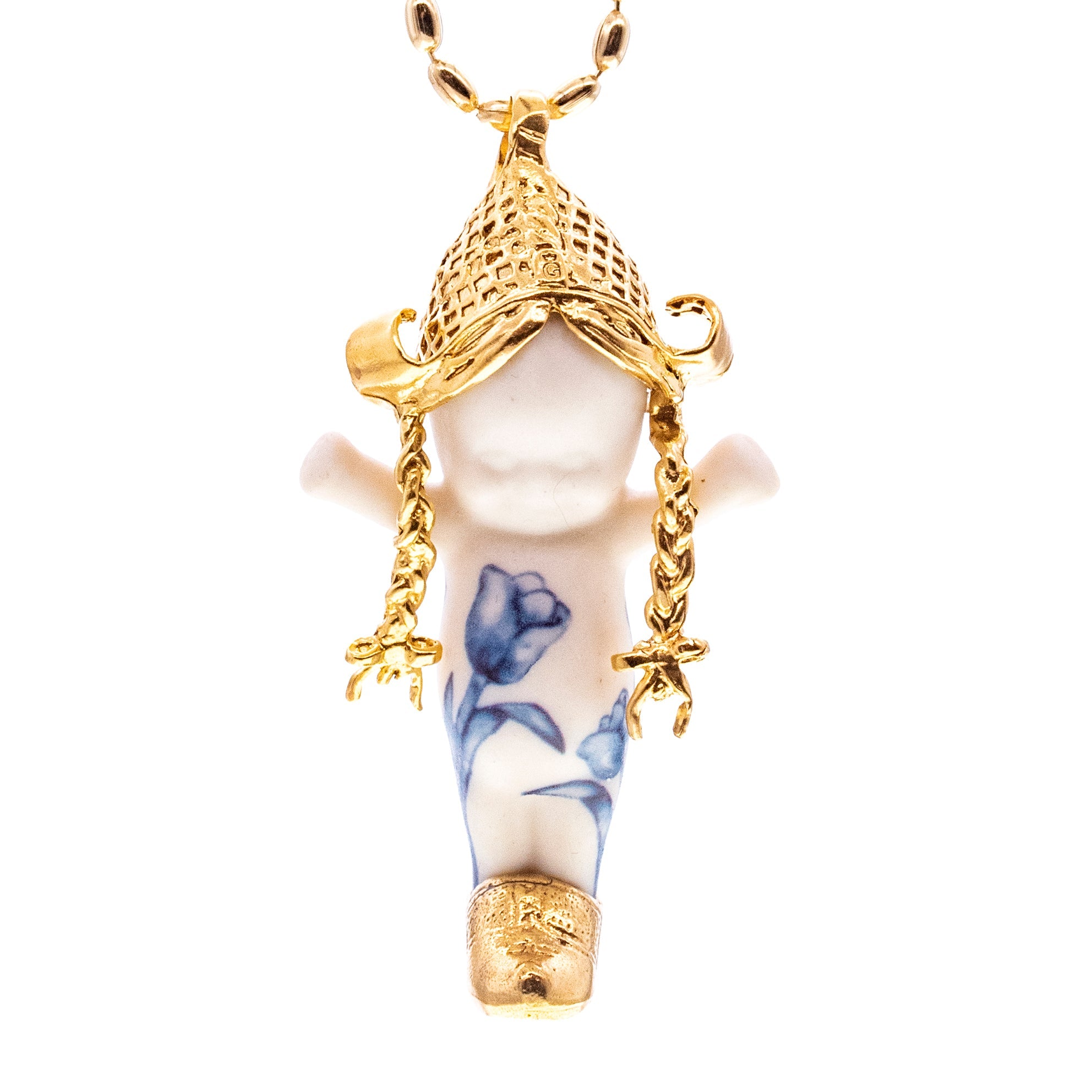 Tulip White And Gold Necklace – Gold Plated – Gem Kingdom