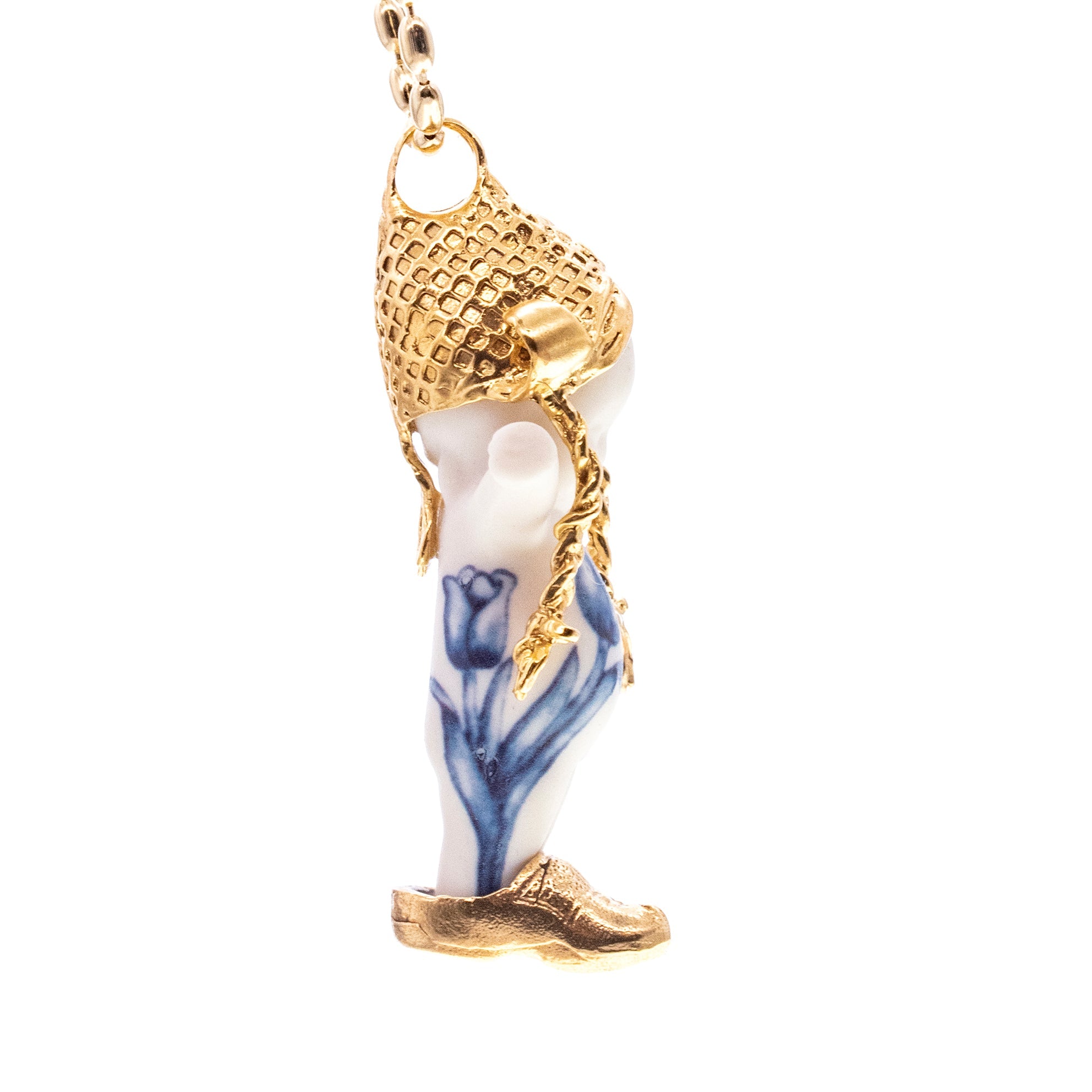 Tulip White And Gold Necklace – Gold Plated – Gem Kingdom