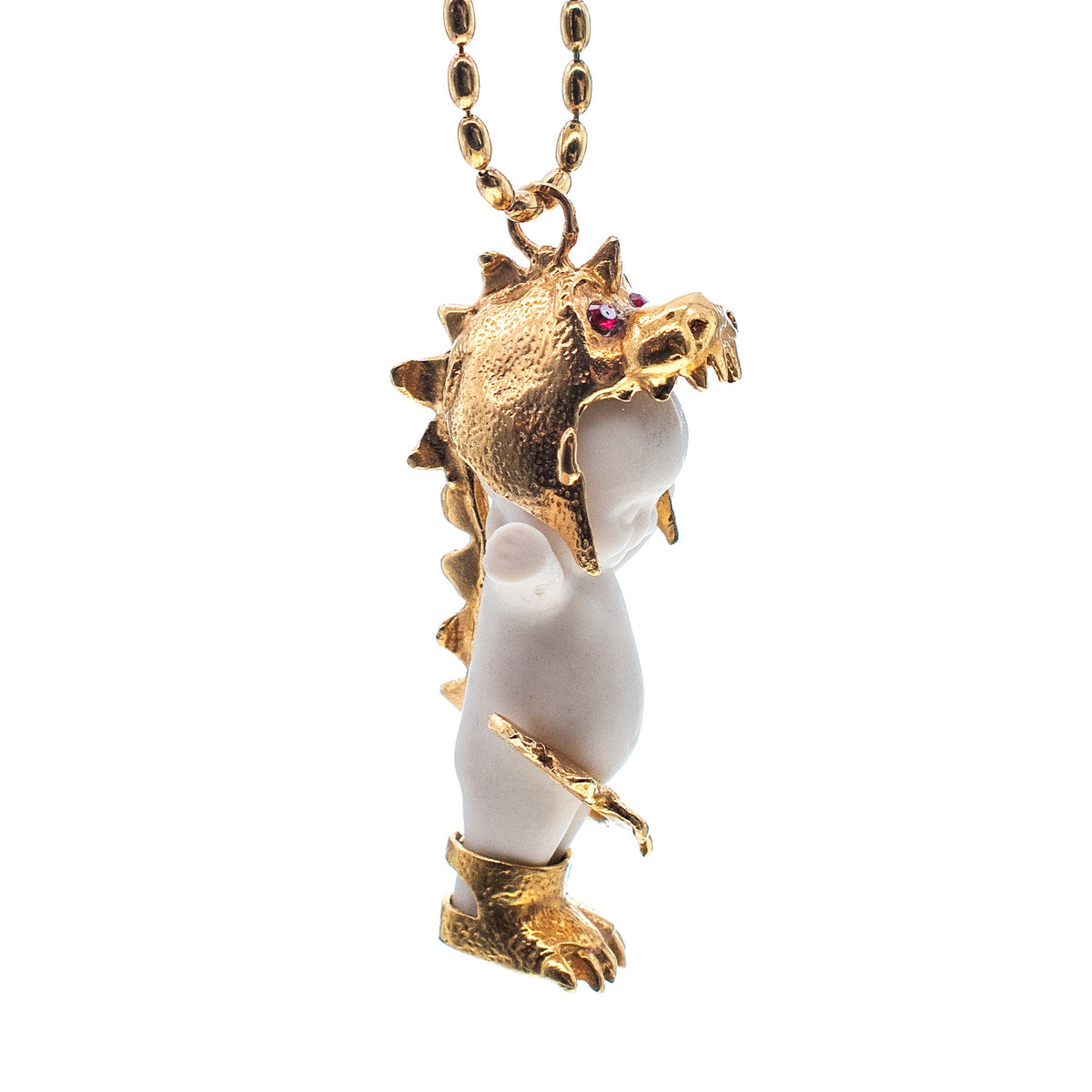 Little Dragon White And Gold Necklace – Gold Plated – Gem Kingdom
