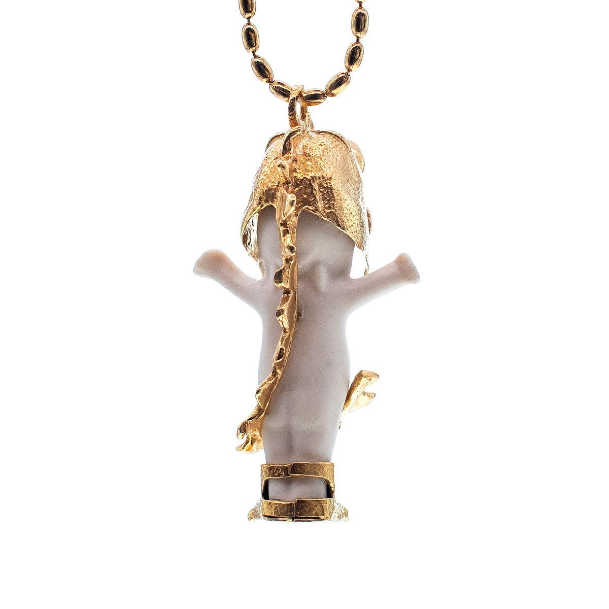 Little Dragon White And Gold Necklace – Gold Plated – Gem Kingdom