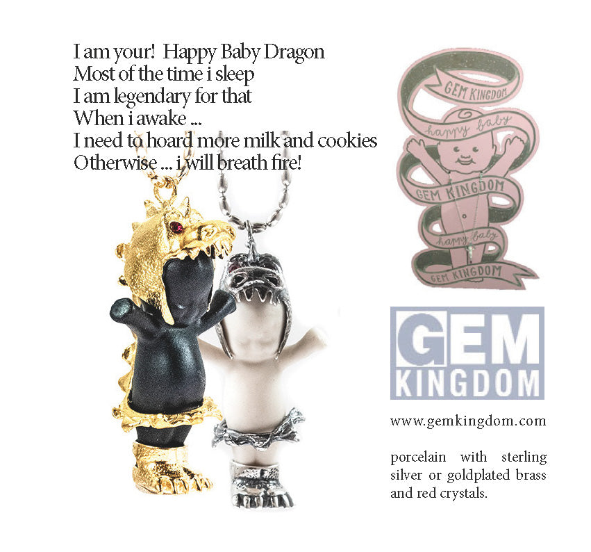 Little Dragon White And Gold Necklace – Gold Plated – Gem Kingdom