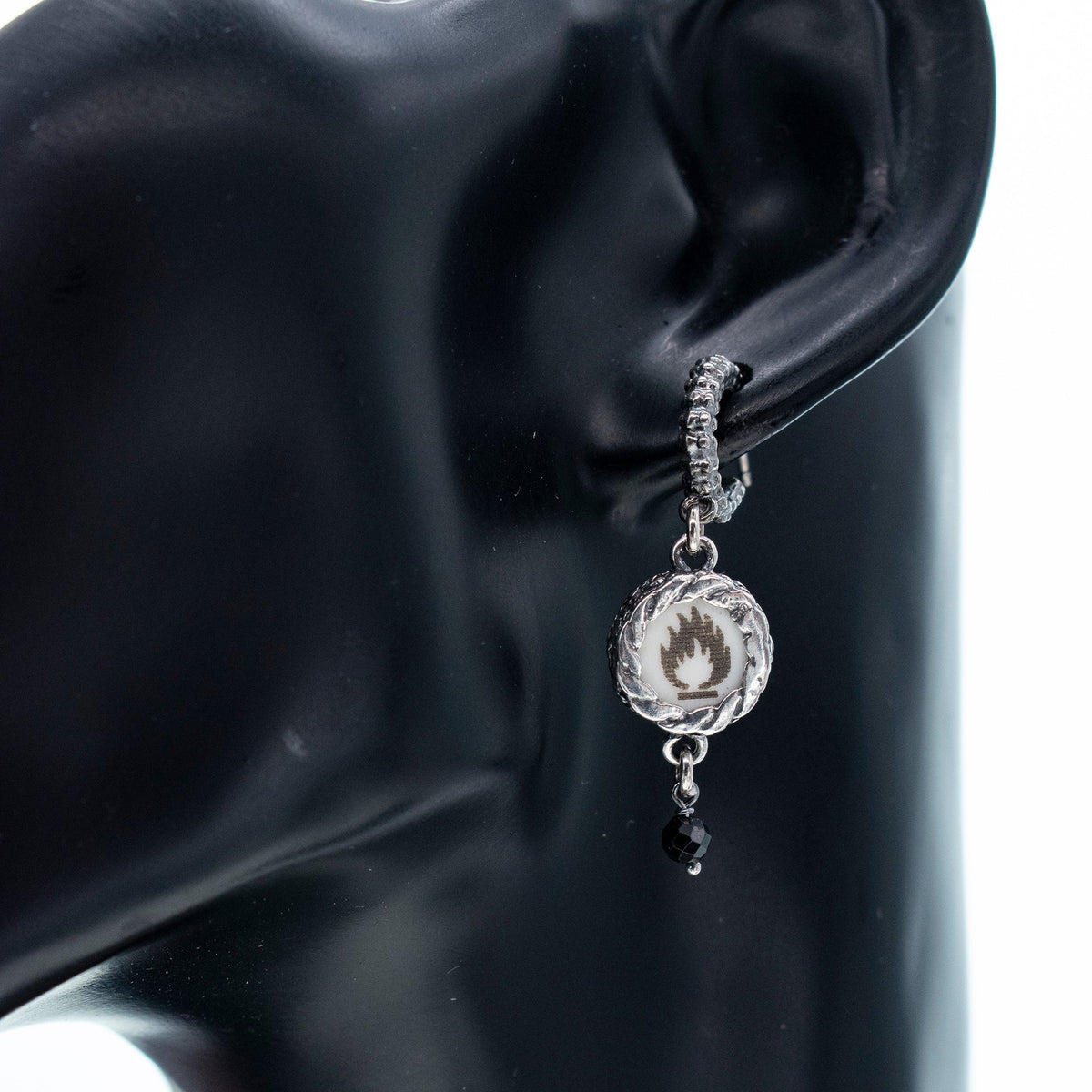 Back to the Future Flame And Clover Earrings White – Sterling Silver – Gem Kingdom