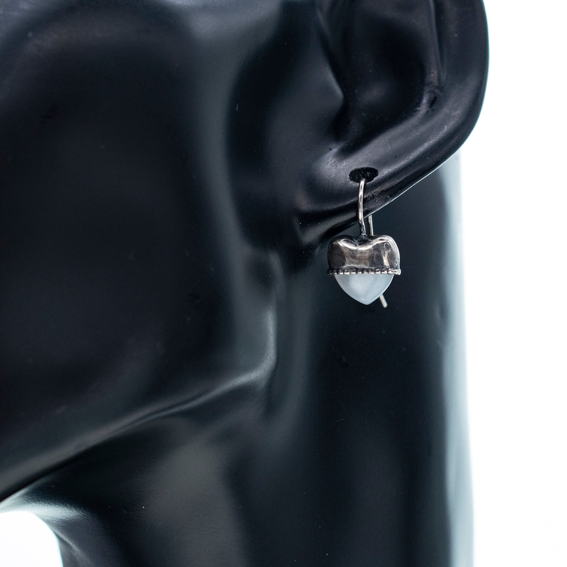 Eye Love You Little Heart Earrings White Mother Of Pearl – Sterling Silver – Gem Kingdom