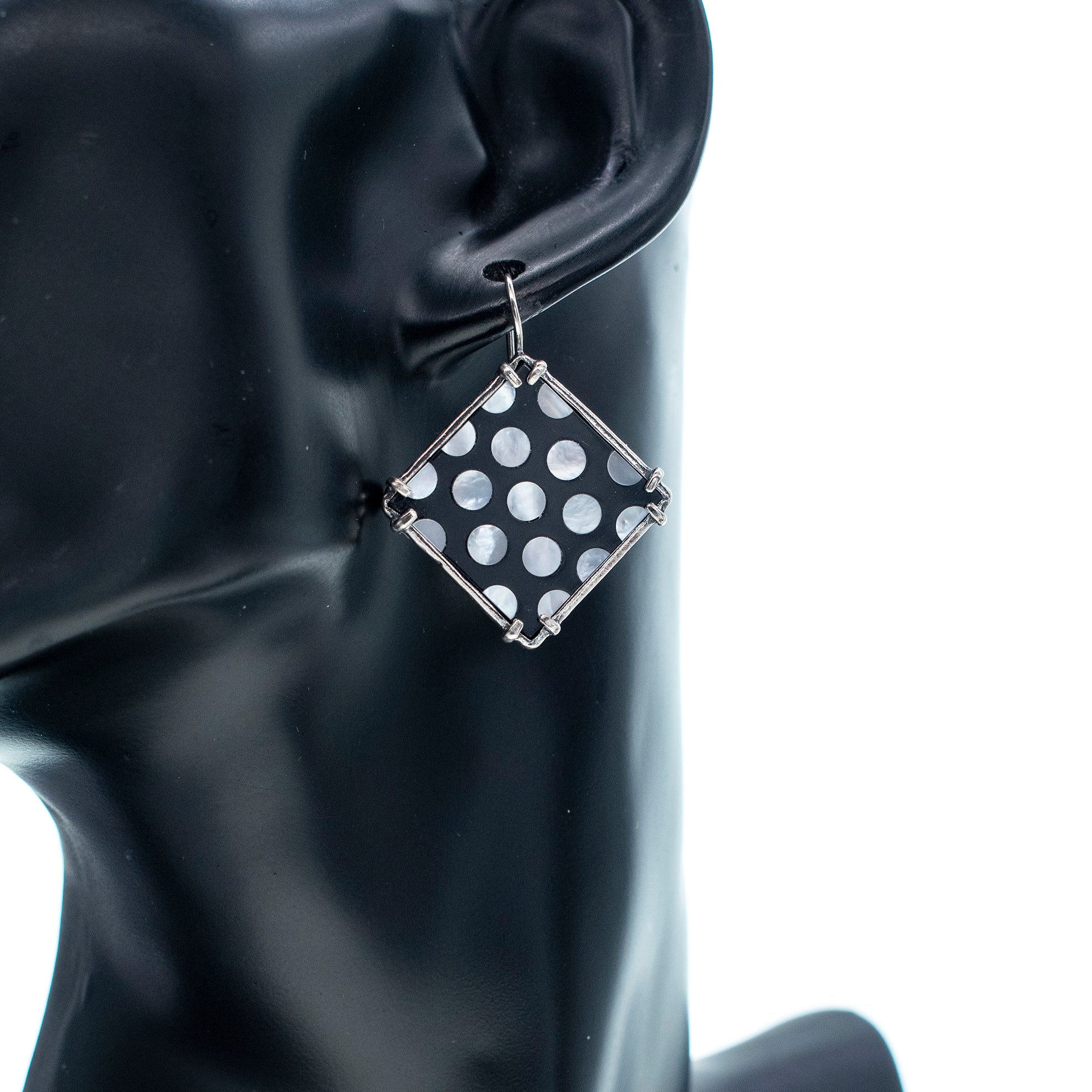 Black And White Polka Dot Earrings – Sterling Silver – Gem Kingdom