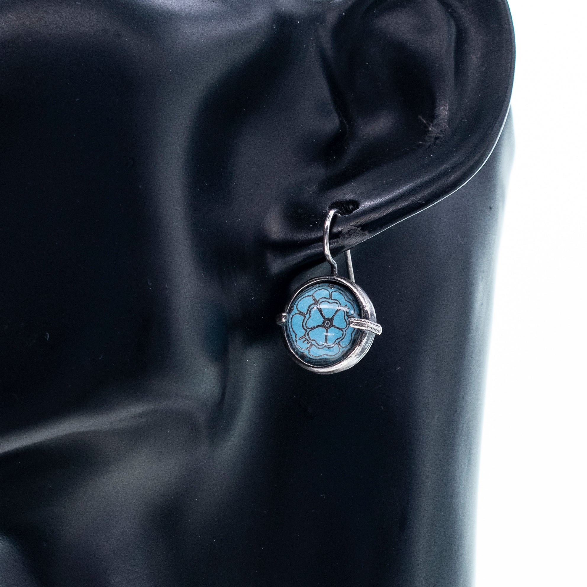 Blue Rose Earrings – Sterling Silver – Gem Kingdom