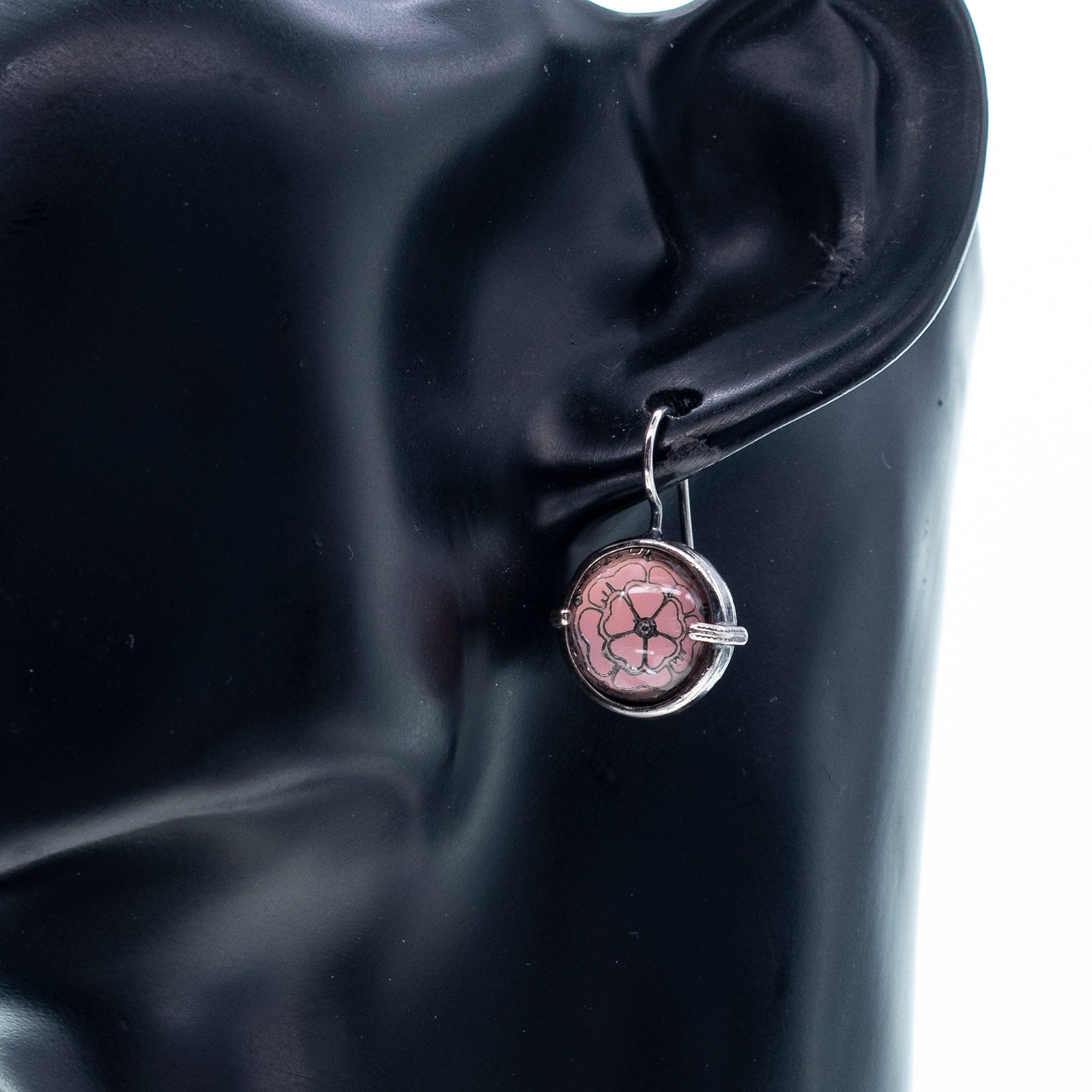 Pink Rose Earrings – Sterling Silver – Gem Kingdom