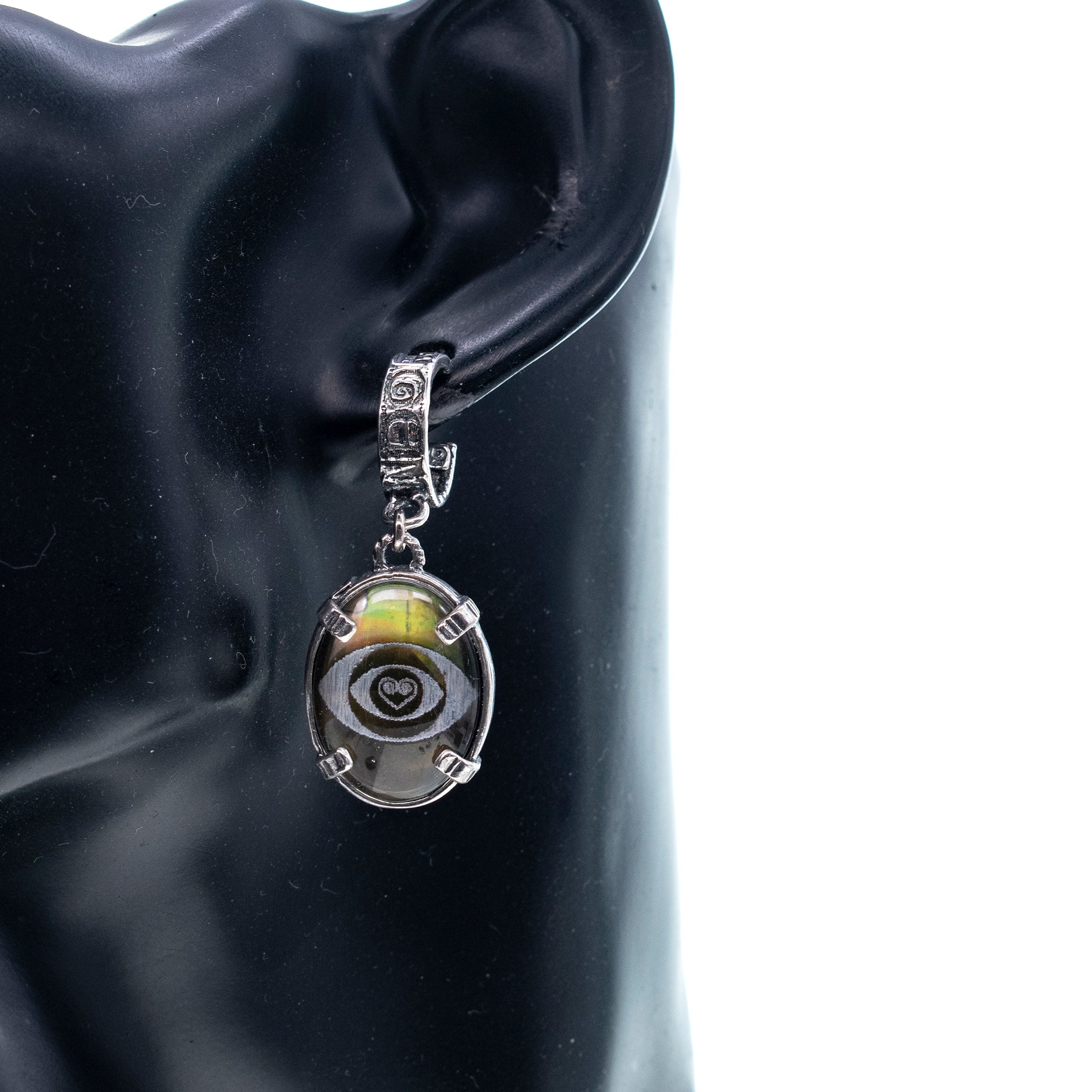 Green Eye Earrings – Sterling Silver – Gem Kingdom