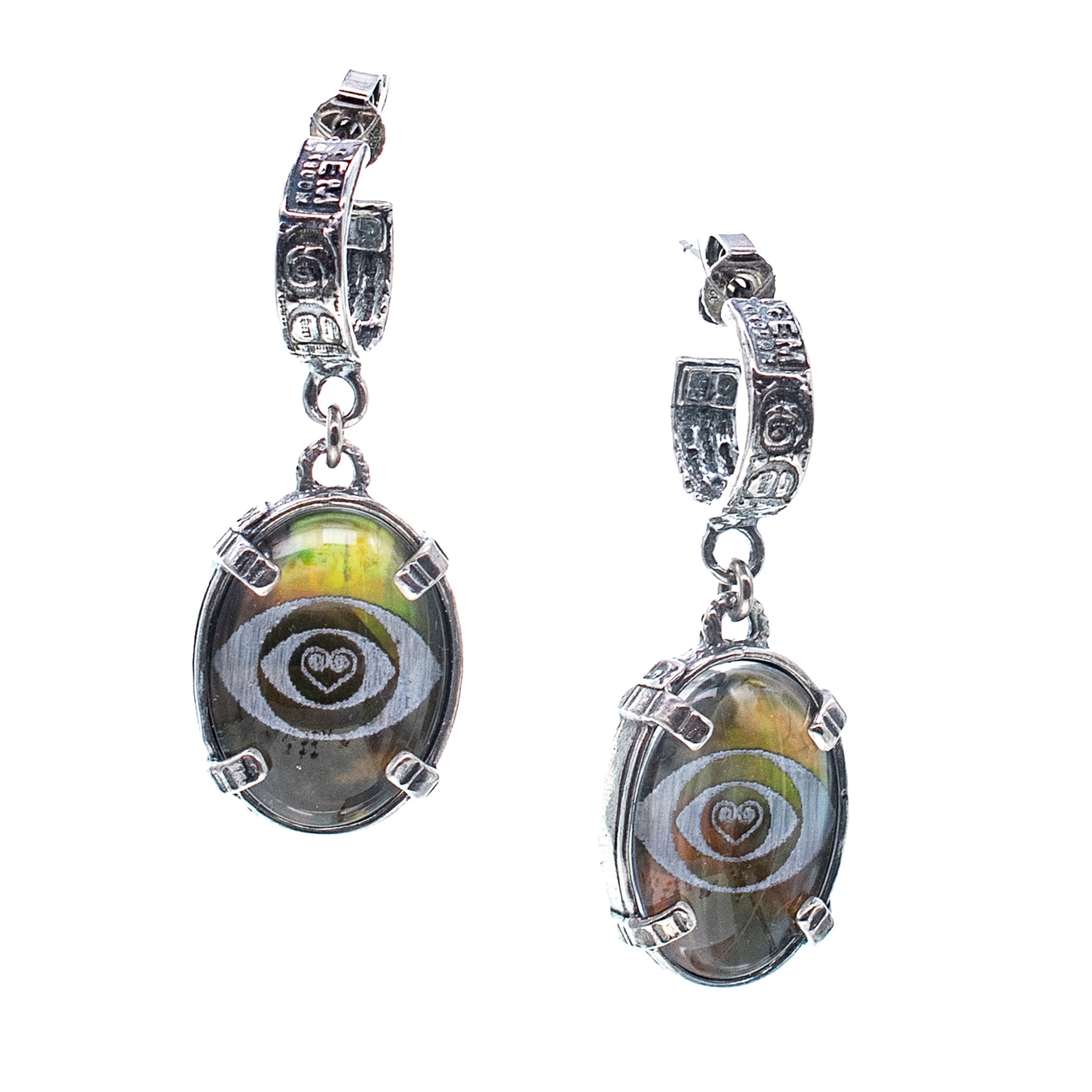 Green Eye Earrings – Sterling Silver – Gem Kingdom