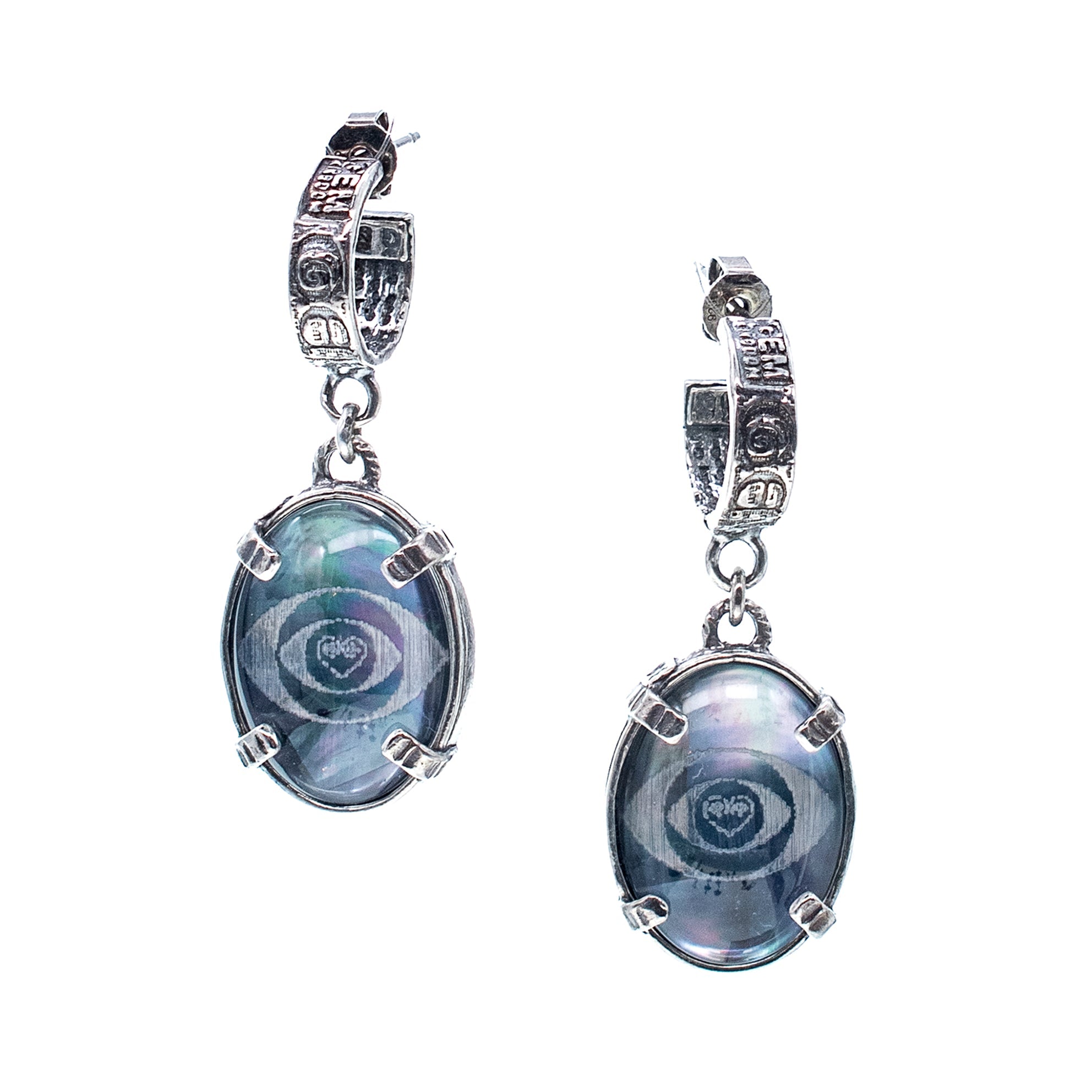 Grey Eye Earrings – Sterling Silver – Gem Kingdom