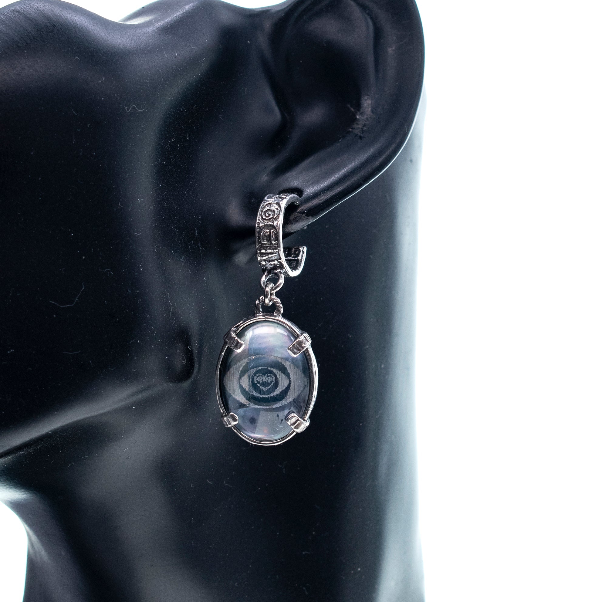 Grey Eye Earrings – Sterling Silver – Gem Kingdom