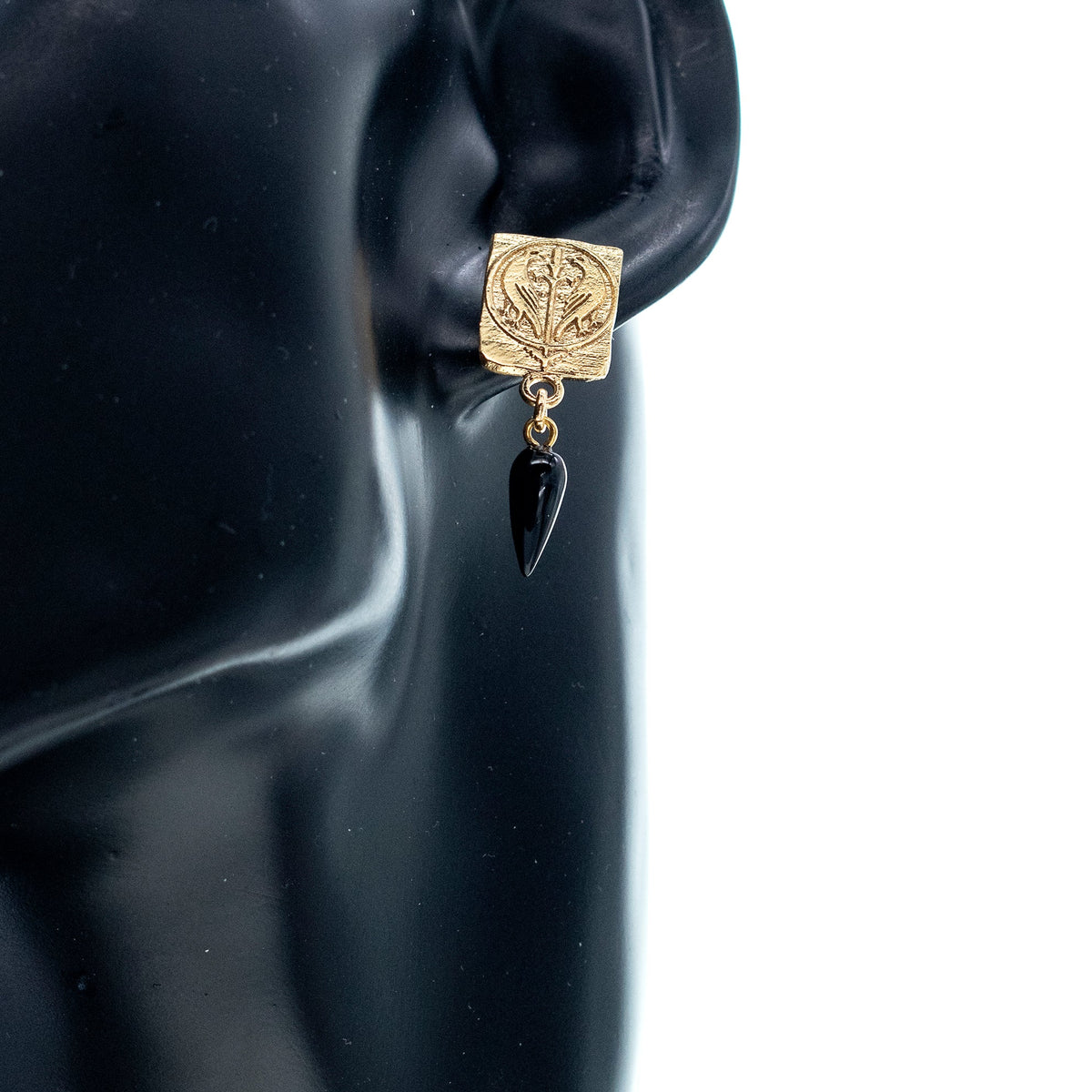 Love Birds Onyx Oorbellen – Verguld – Gem Kingdom