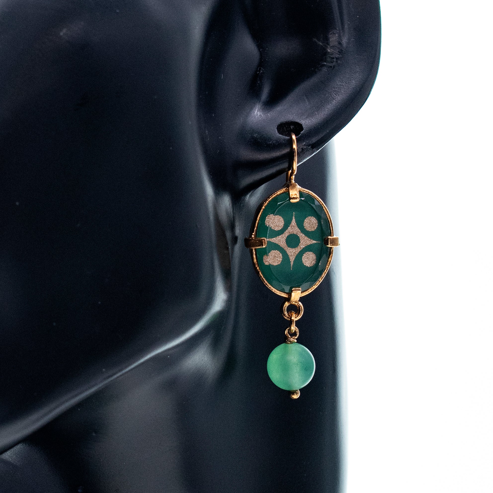 Green Glass Crystal Earrings