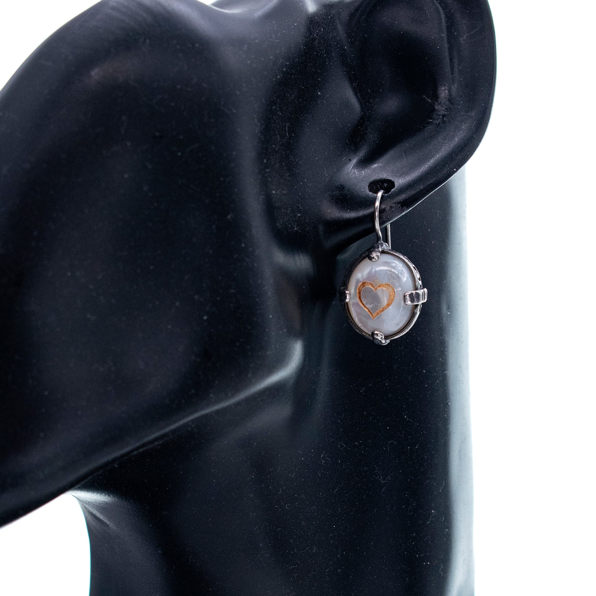 Mother Of Pearl Heart Earrings – Sterling Silver – Gem Kingdom