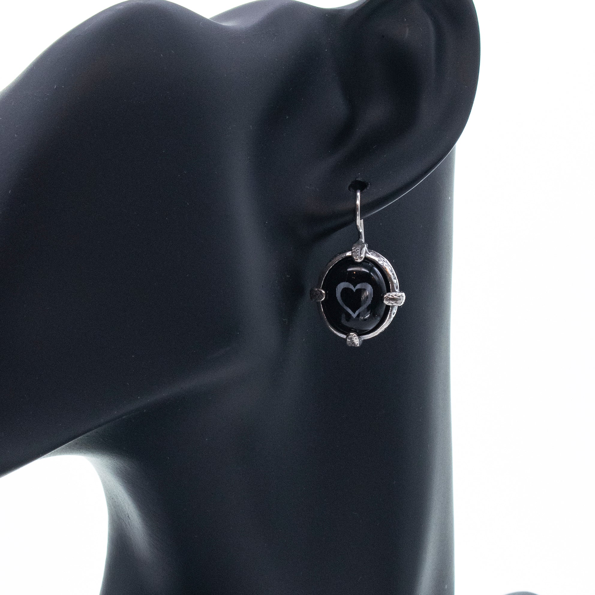 Onyx Heart Earrings – Sterling Silver – Gem Kingdom