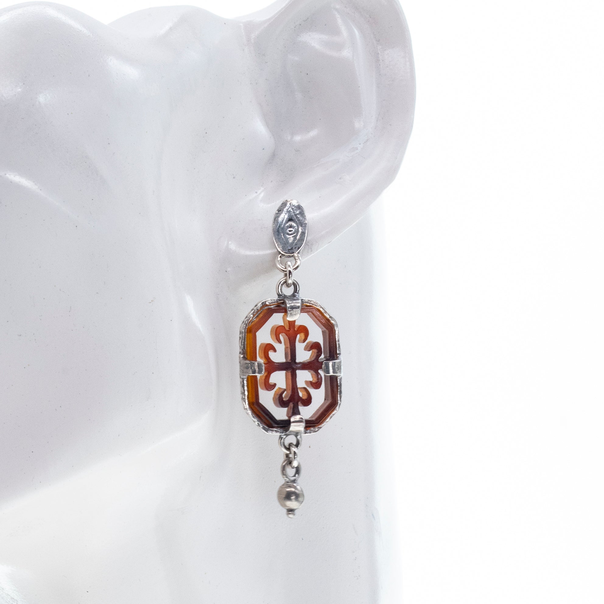 Brown Floral Cut-Out Drop Earrings – Sterling Silver – Gem Kingdom