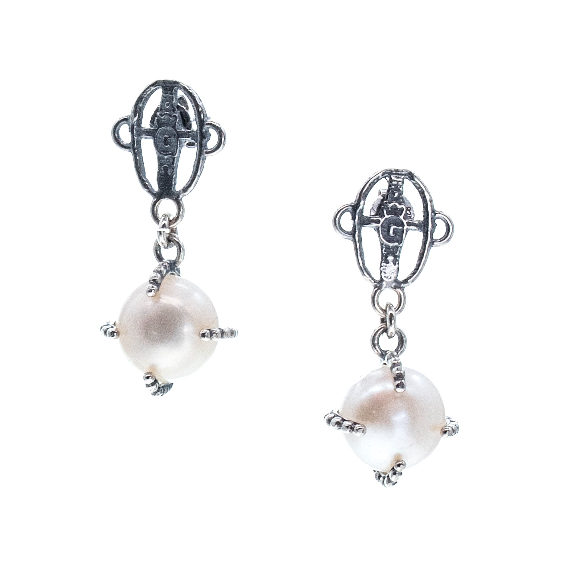 White Pearl Drop Earrings – Sterling Silver – Gem Kingdom