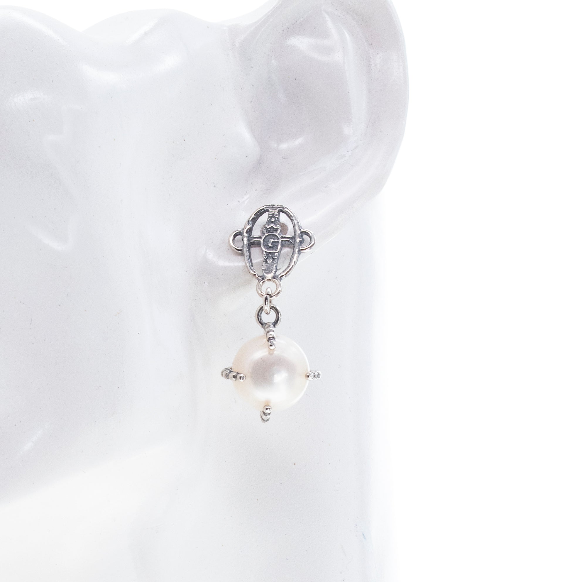 White Pearl Drop Earrings – Sterling Silver – Gem Kingdom