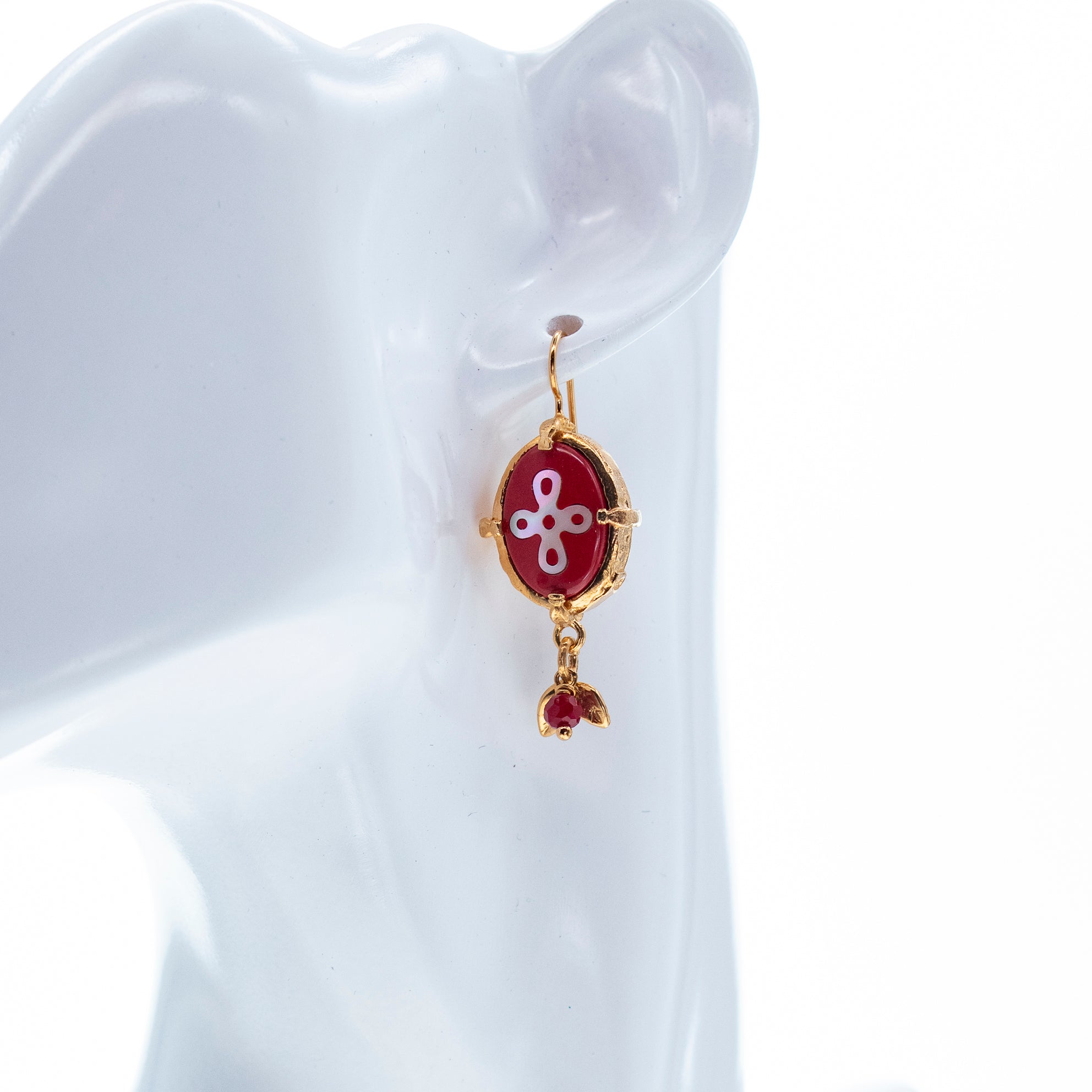 Coral Red Eternal Bloom Earrings – Gold Plated – Gem Kingdom