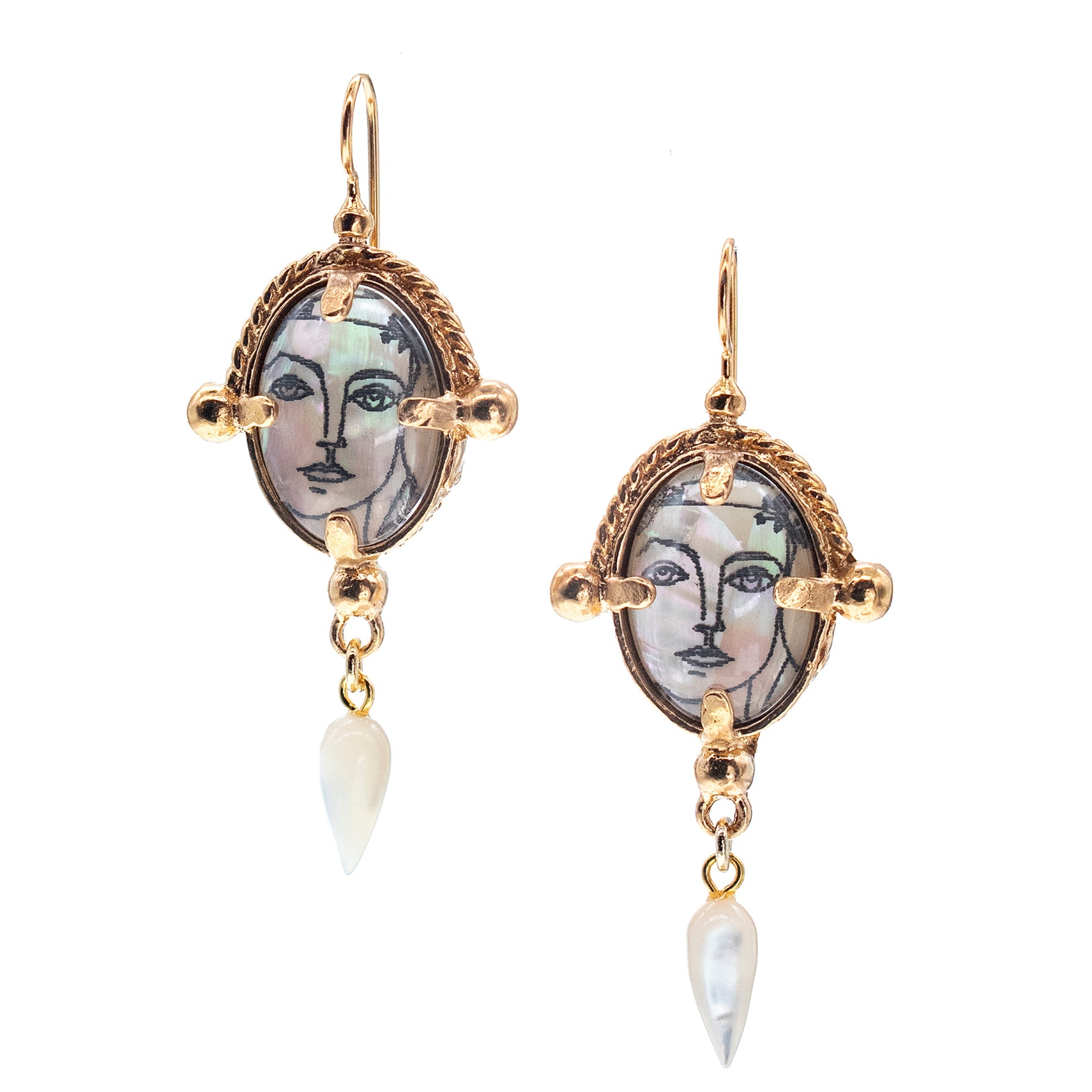 Picasso Mother Of Pearl Earrings – Gold Plated – Gem Kingdom