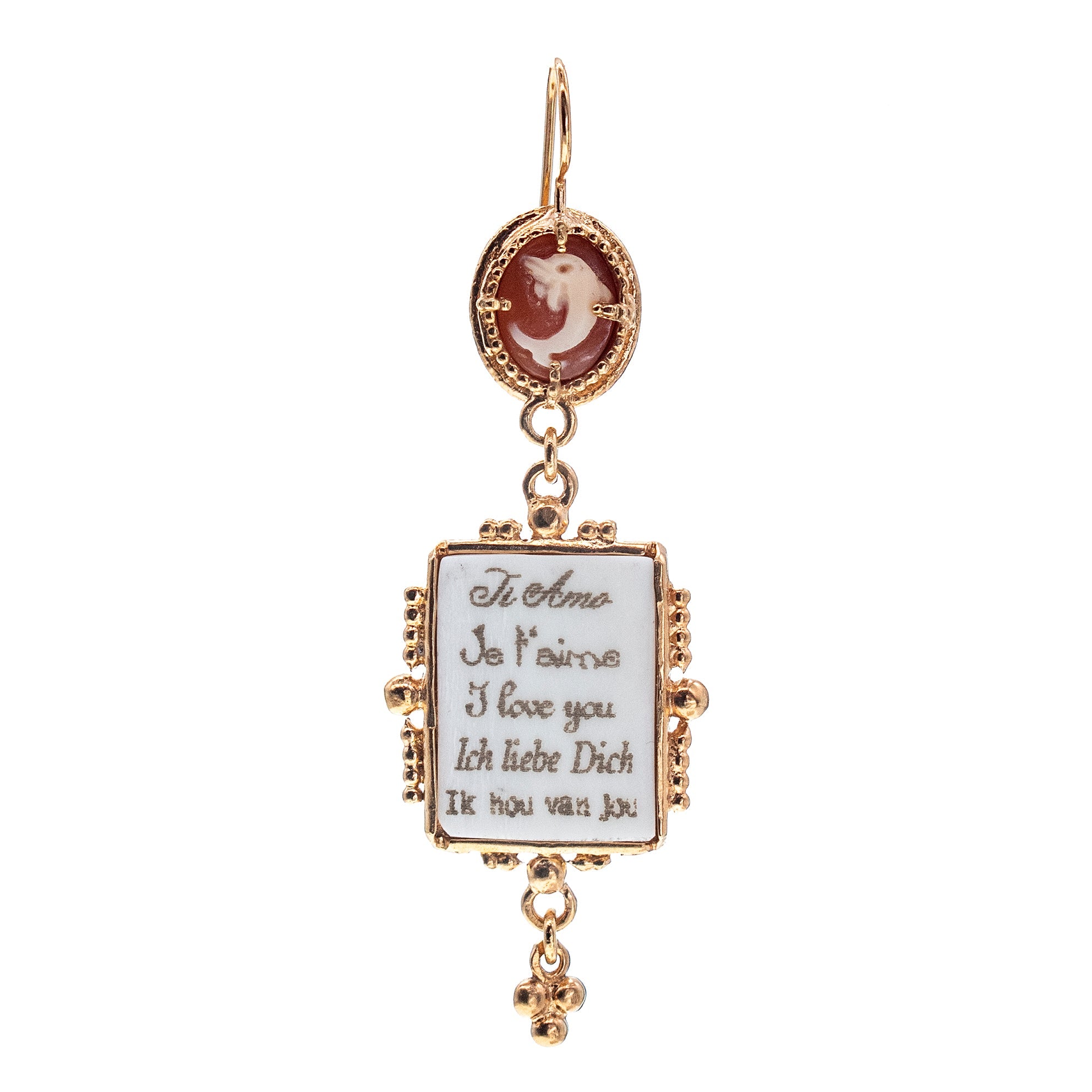 White Love Letter Single Earring – Gold Plated – Gem Kingdom