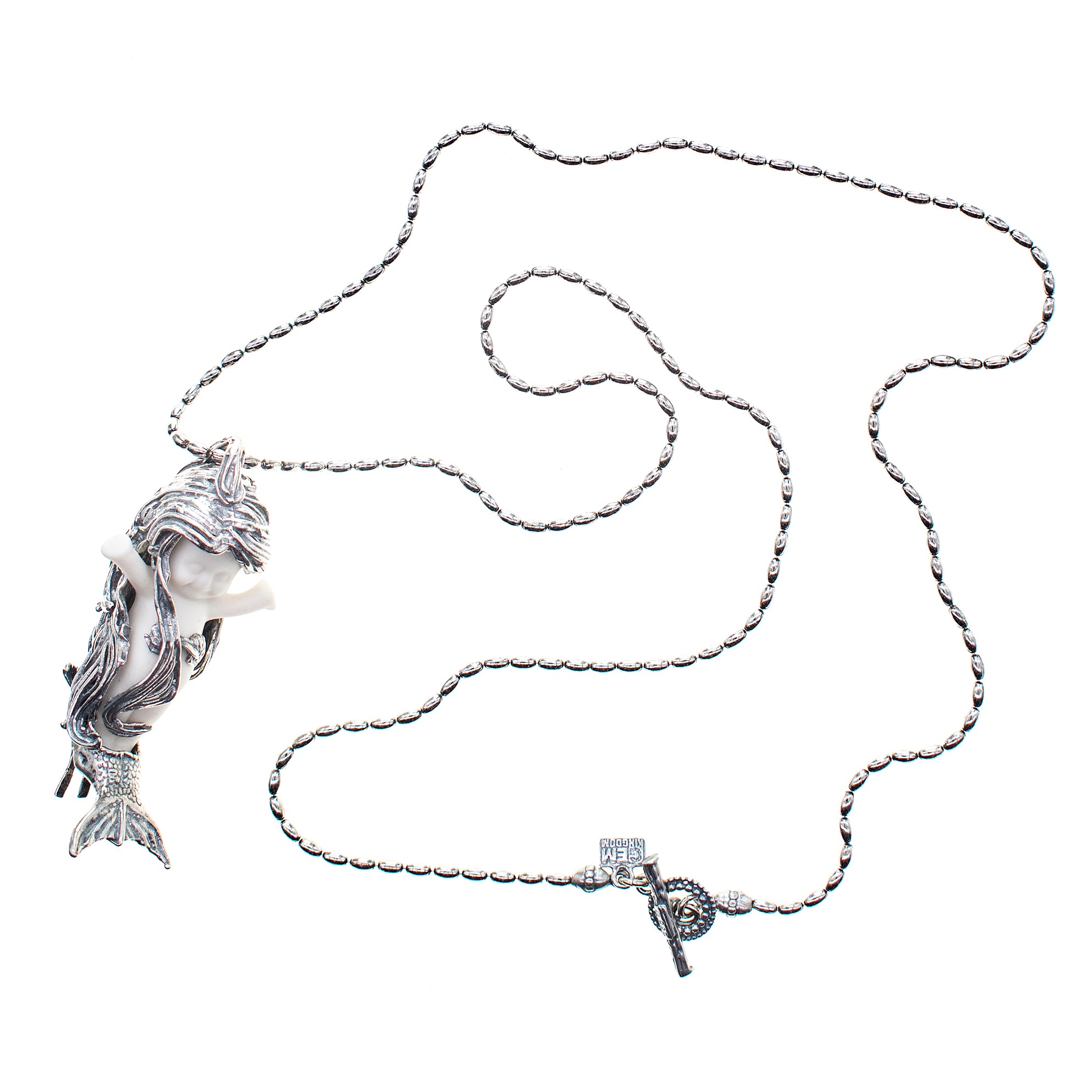 "Flipper" Necklace White And Silver