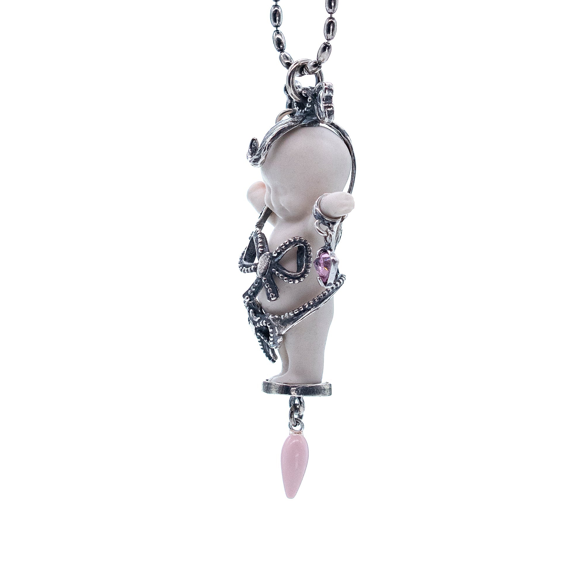 It's A Girl! White And Silver Necklace – Sterling Silver – Gem Kingdom