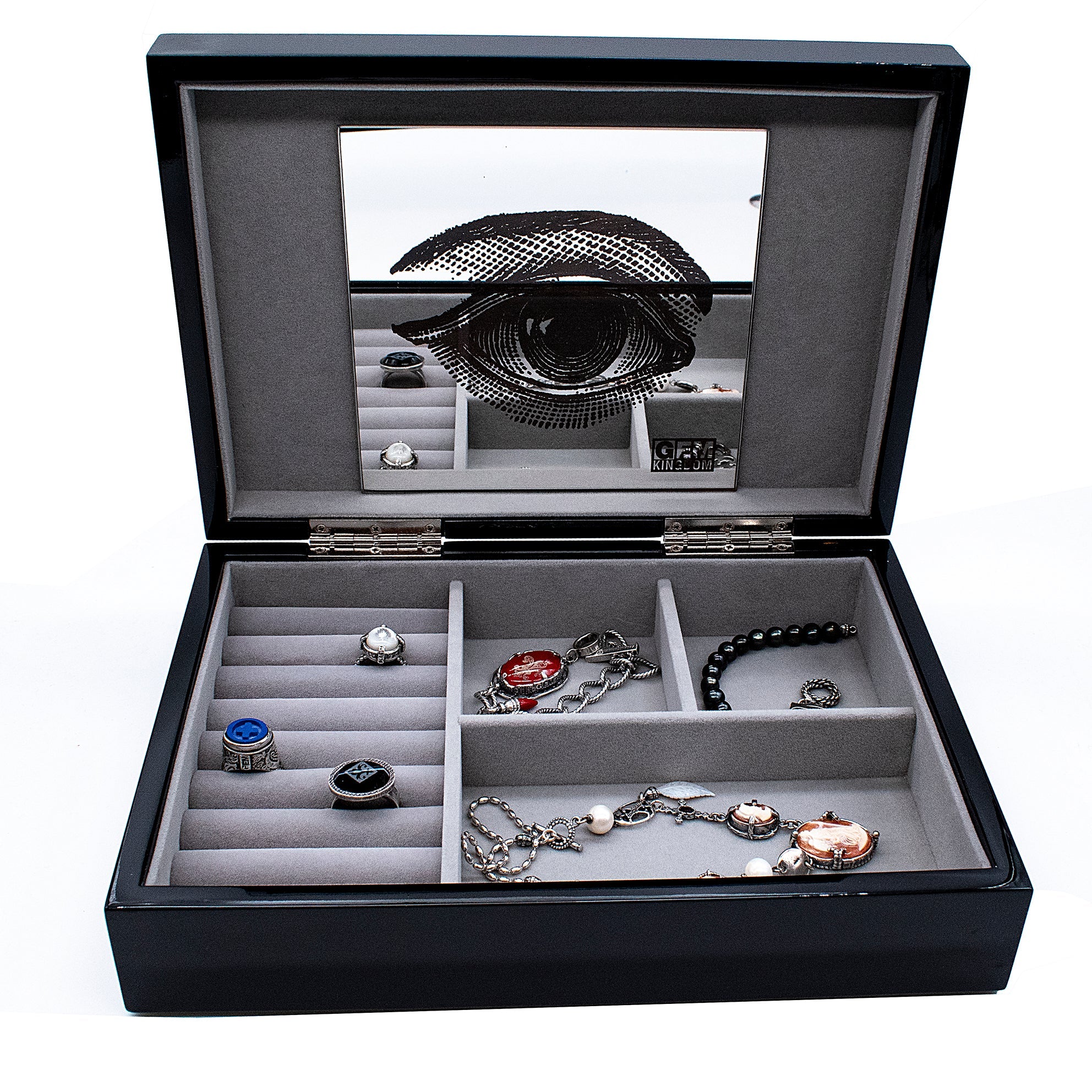 Engraved Black Lacquer Jewelry Box – Gem Kingdom