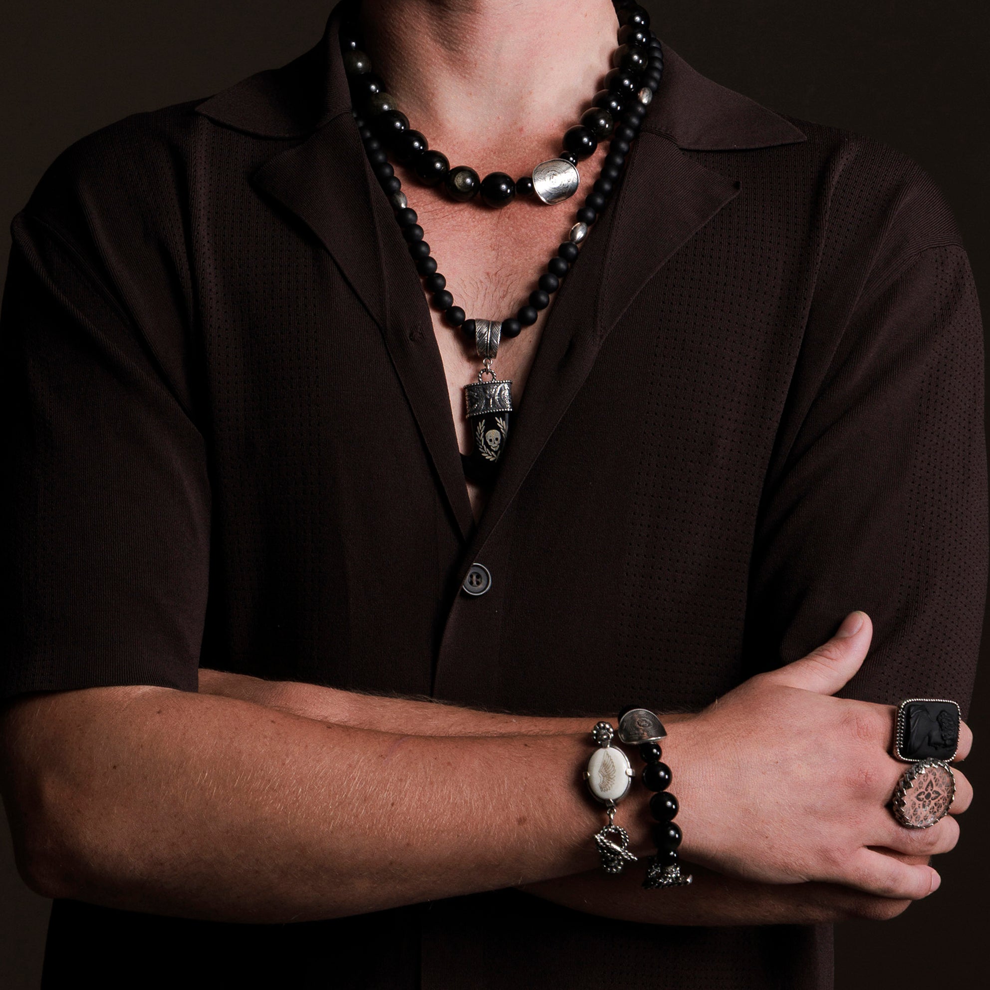 Leren Armband Dubbele Steen