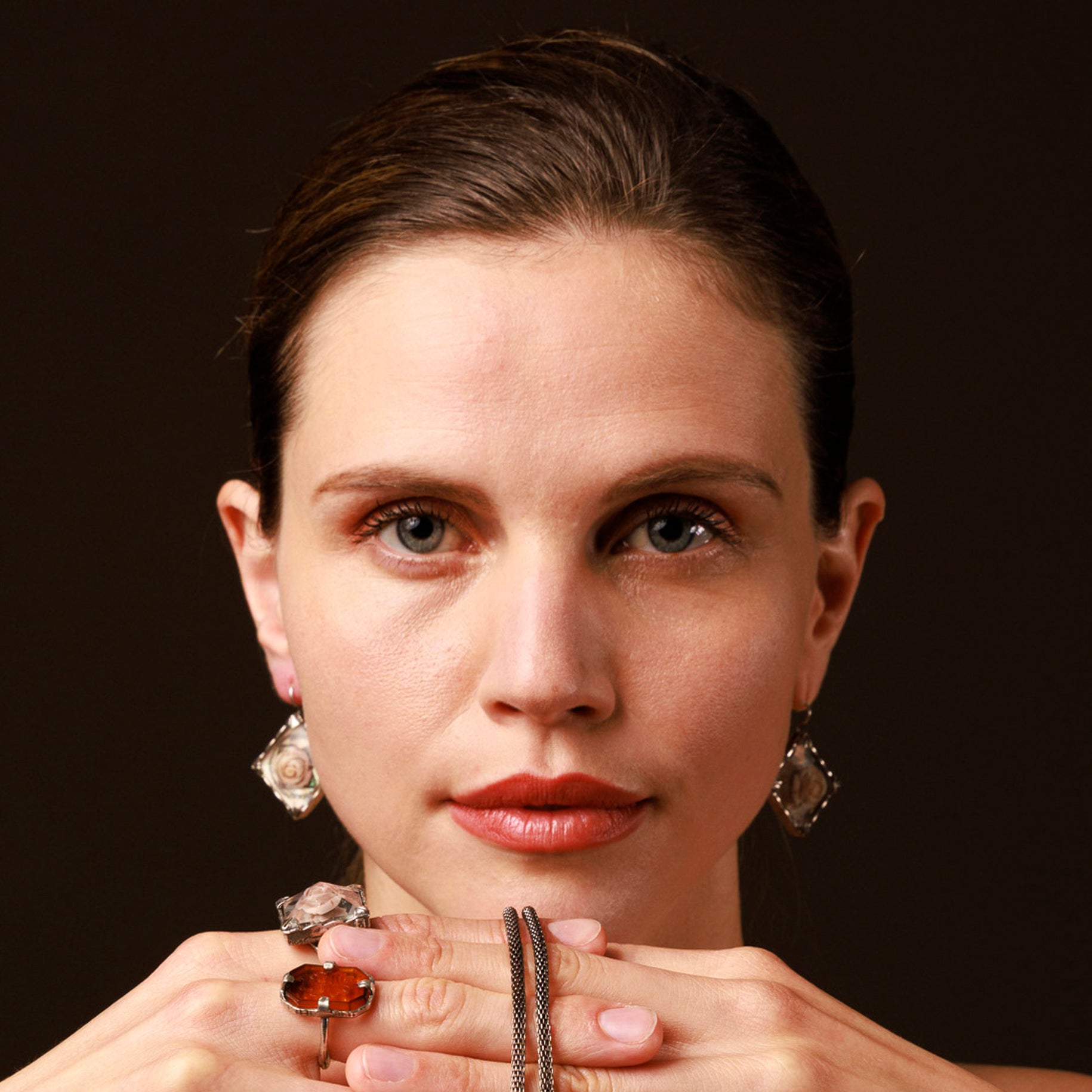 Square Rose Earrings