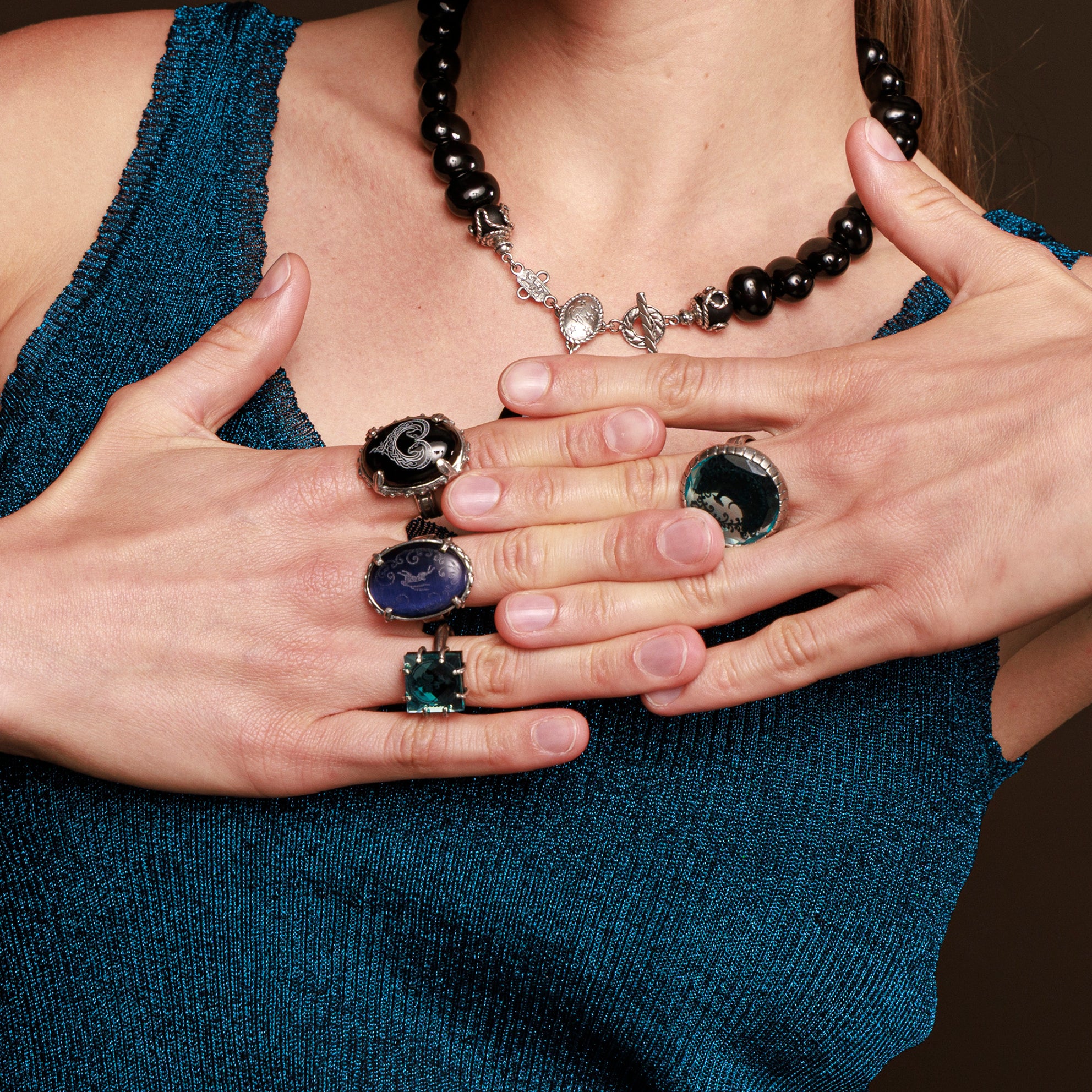 Blauw Kristal Klaver Ring