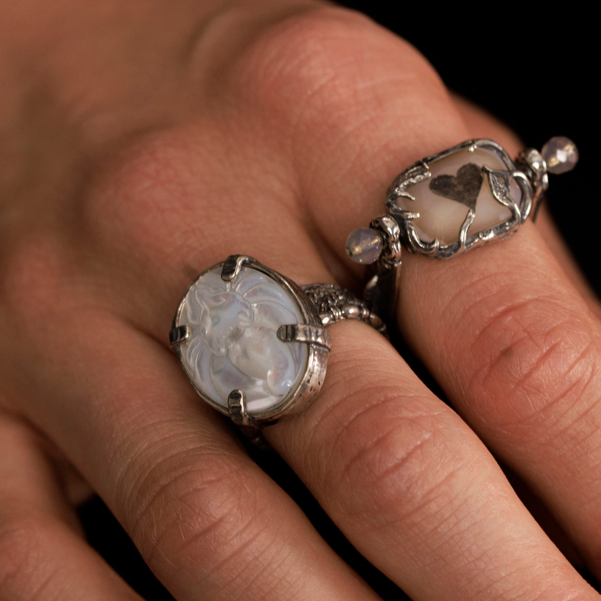 Draaiende Roze Vintage Kristal Ring